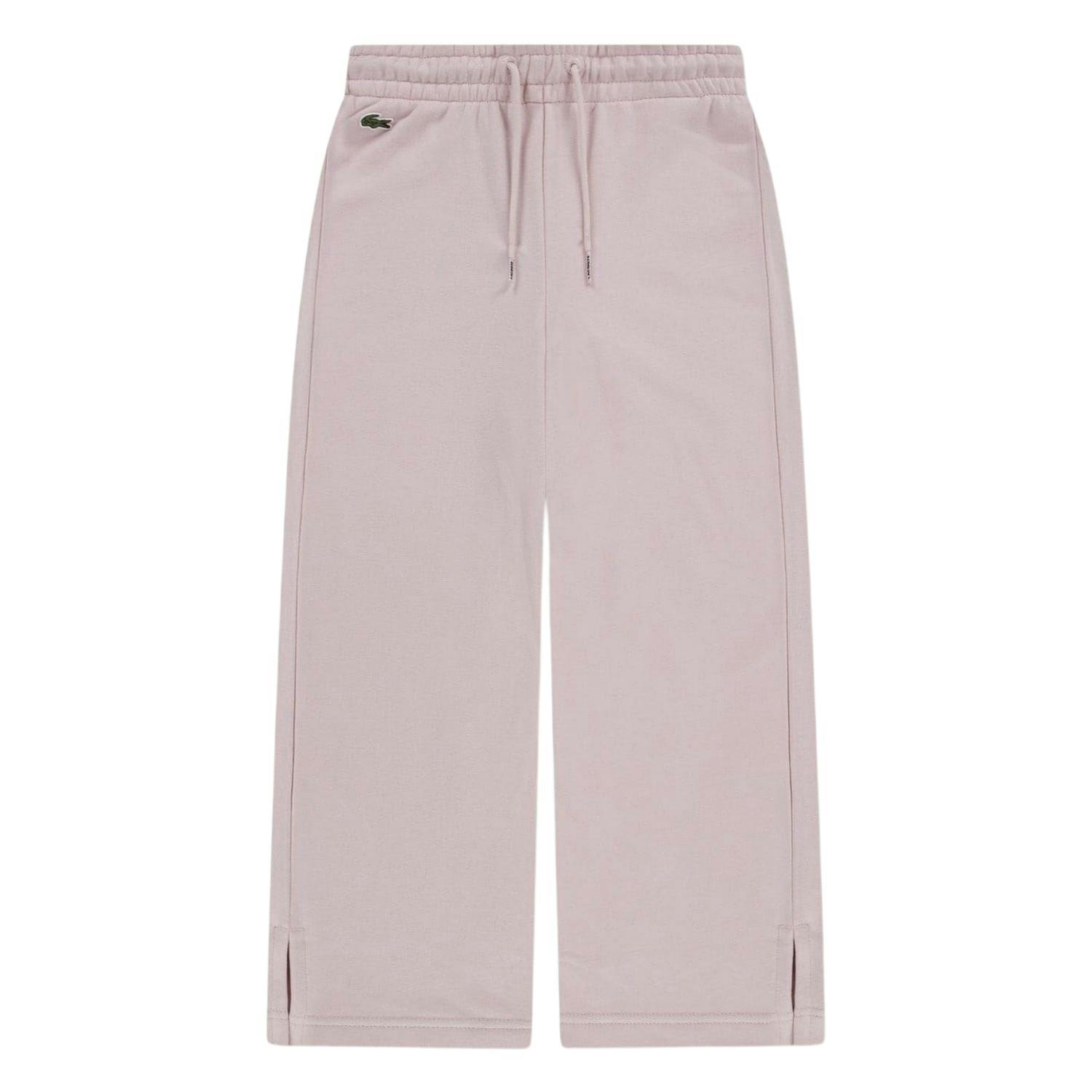 Lacoste Women's Pink Logo Wide Leg Sweatpants - 10 Years - 75% Cotton/20% Polyester/5% Elastane