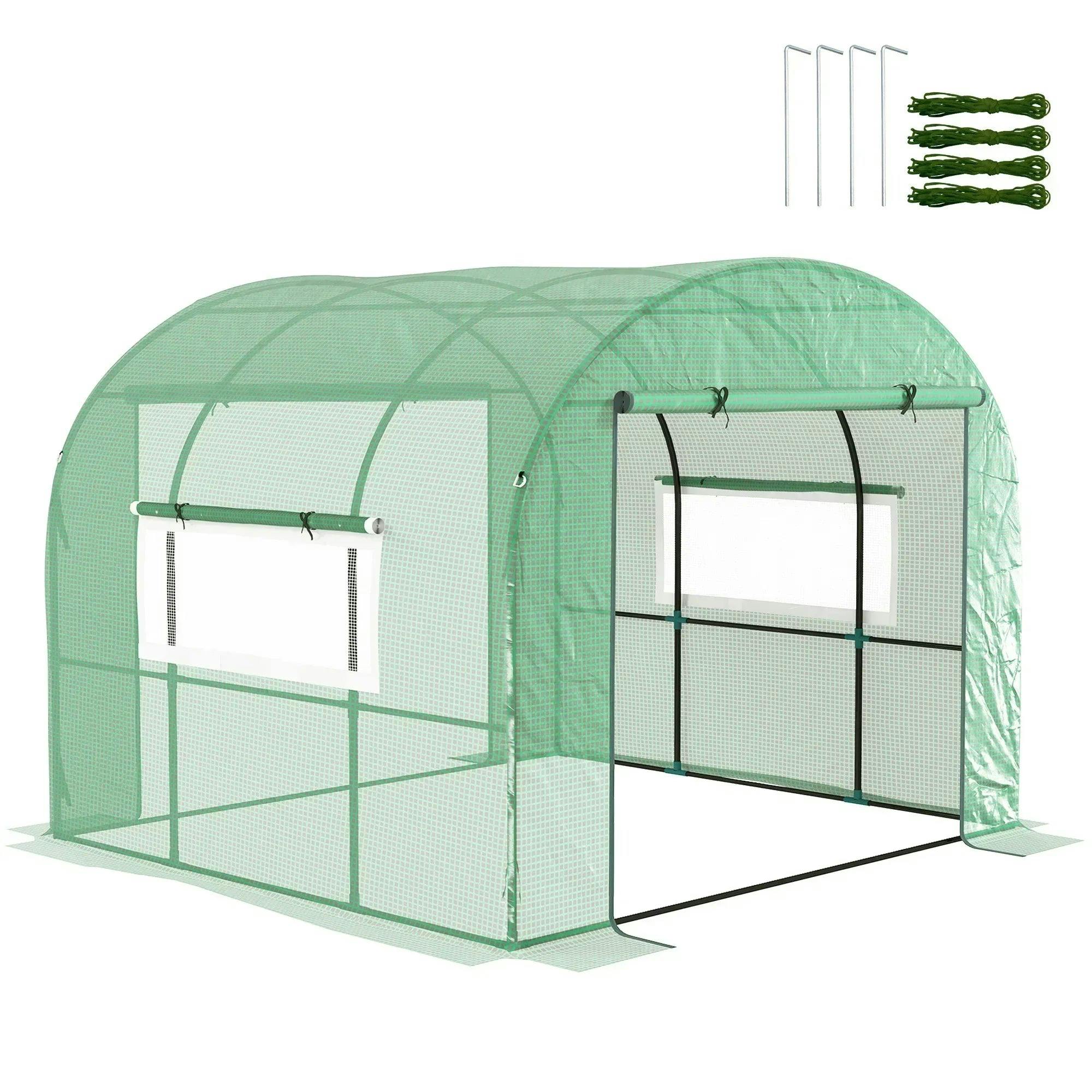 Outsunny 1.8 X 1.8 X 2M Polytunnel Greenhouse With Doors And Mesh Windows - 3 X 3 X 2M - Image 5