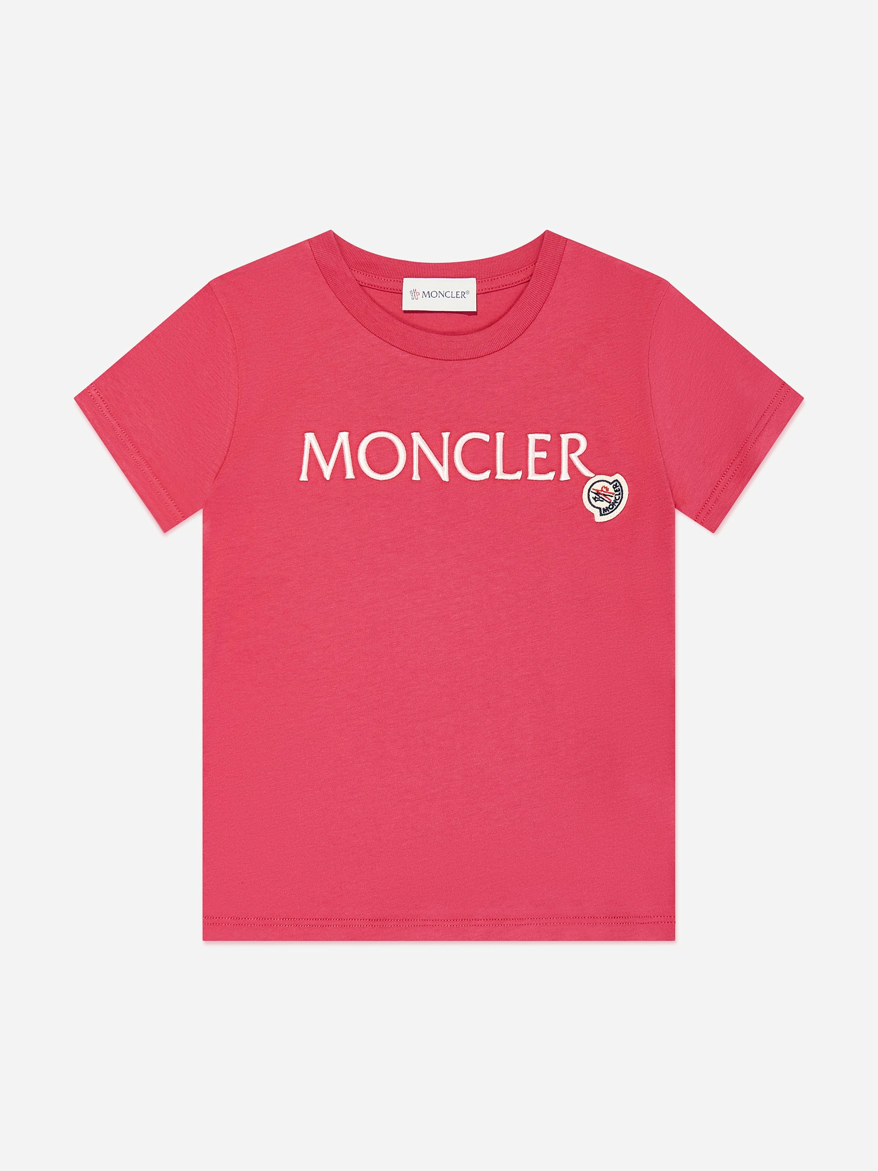 Moncler Enfant Girls Red Logo T-Shirt In - 12 Yrs