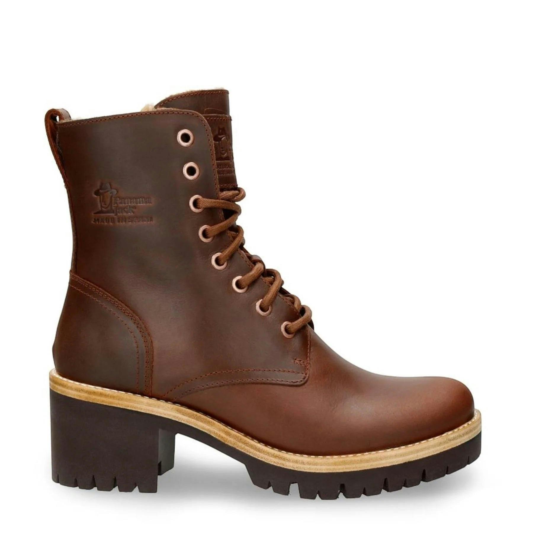 Panama Jack Women's Brown Padma B13 - Waterproof Leather Combat Boots - Uk 7