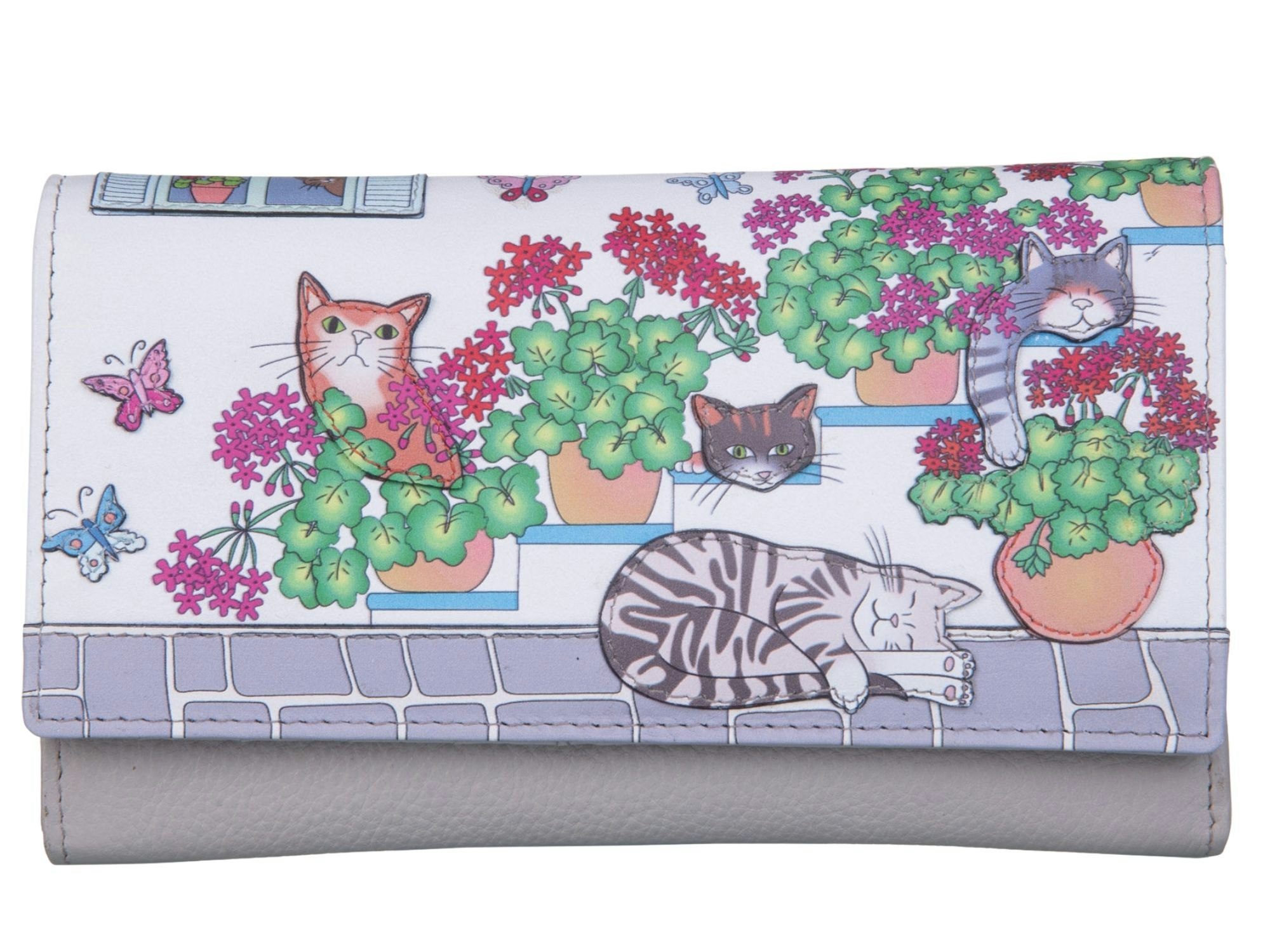 Mala Leather Santorini Cats Rfid Matinee Leather Purse
