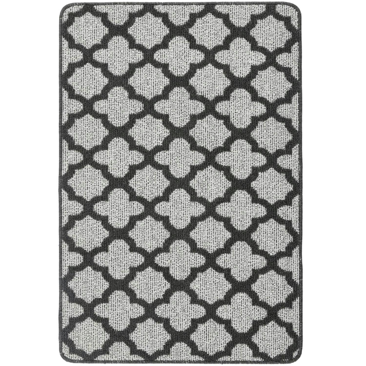 Rackhams Dark/Grey Moroccan Washable Mat And Runner - 67X100 Cm