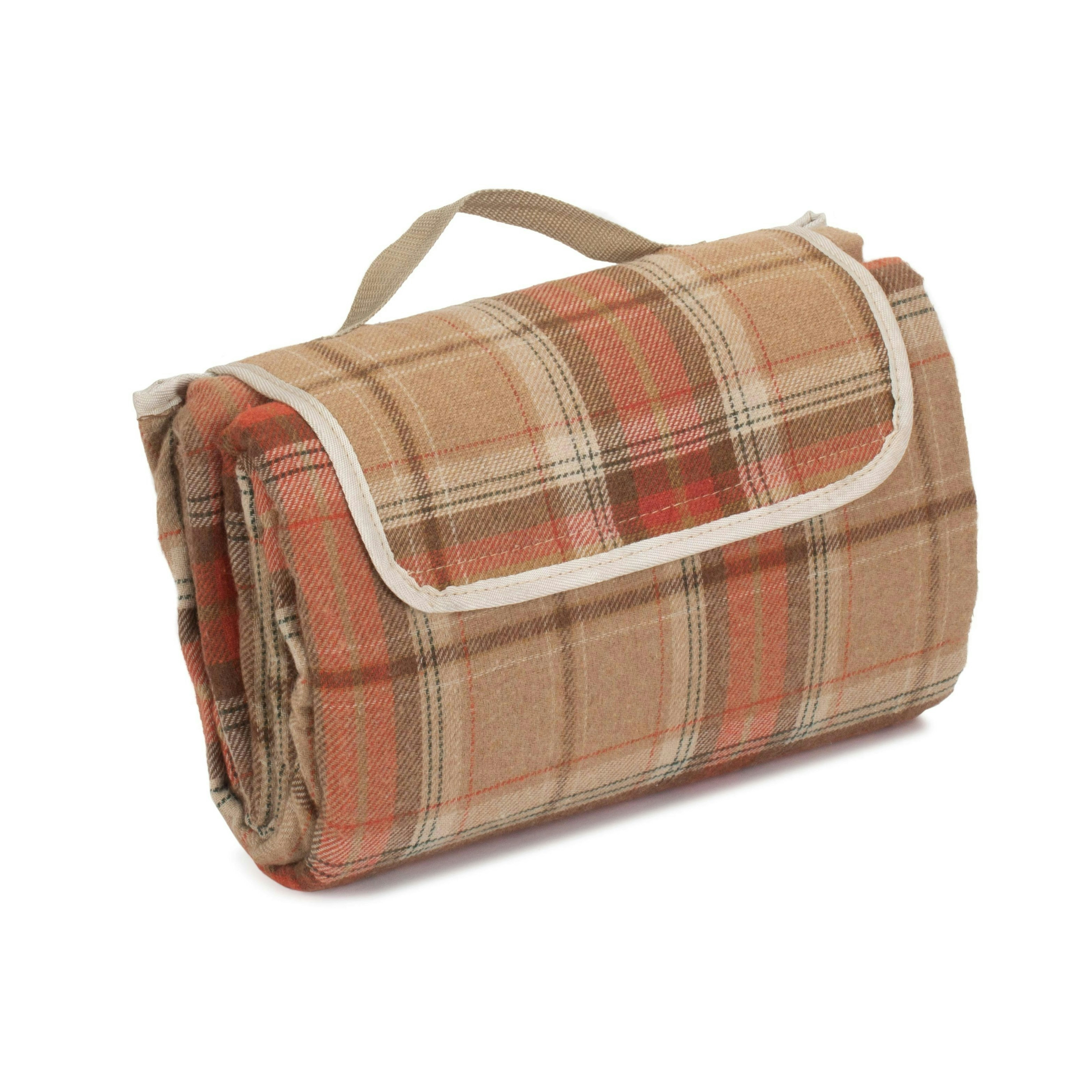 Red Hamper Red/Orange Hamper Burnt Polyester Fleece Tartan Picnic Blanket