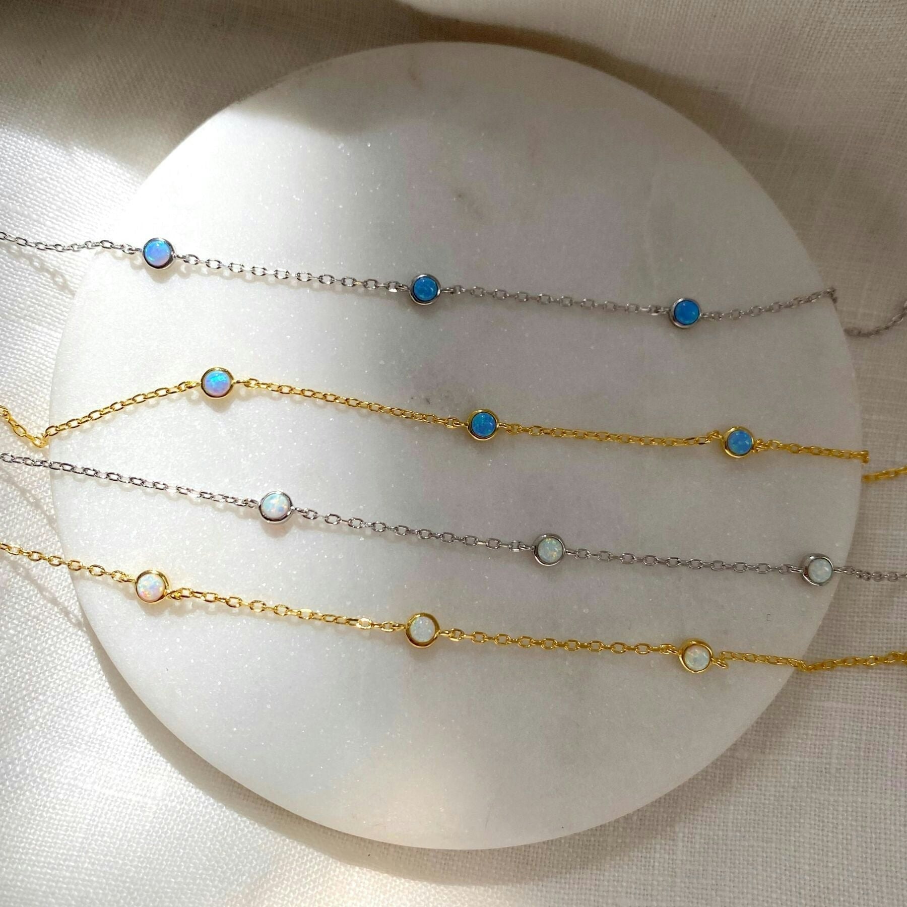 Spero London Blue/Silver Opal Bracelet In Sterling