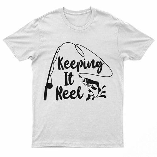 Coolandnew Men's White Premium Fishing Logos T-Shirt - Keeping It Reel - Xl