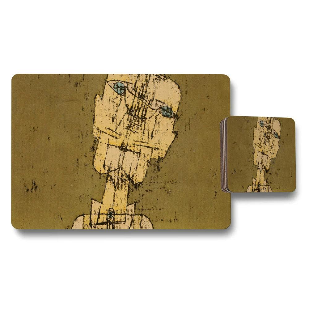 Benjamin Tate Design Brown Abstract Art Style Figure Placemat And Coaster Set