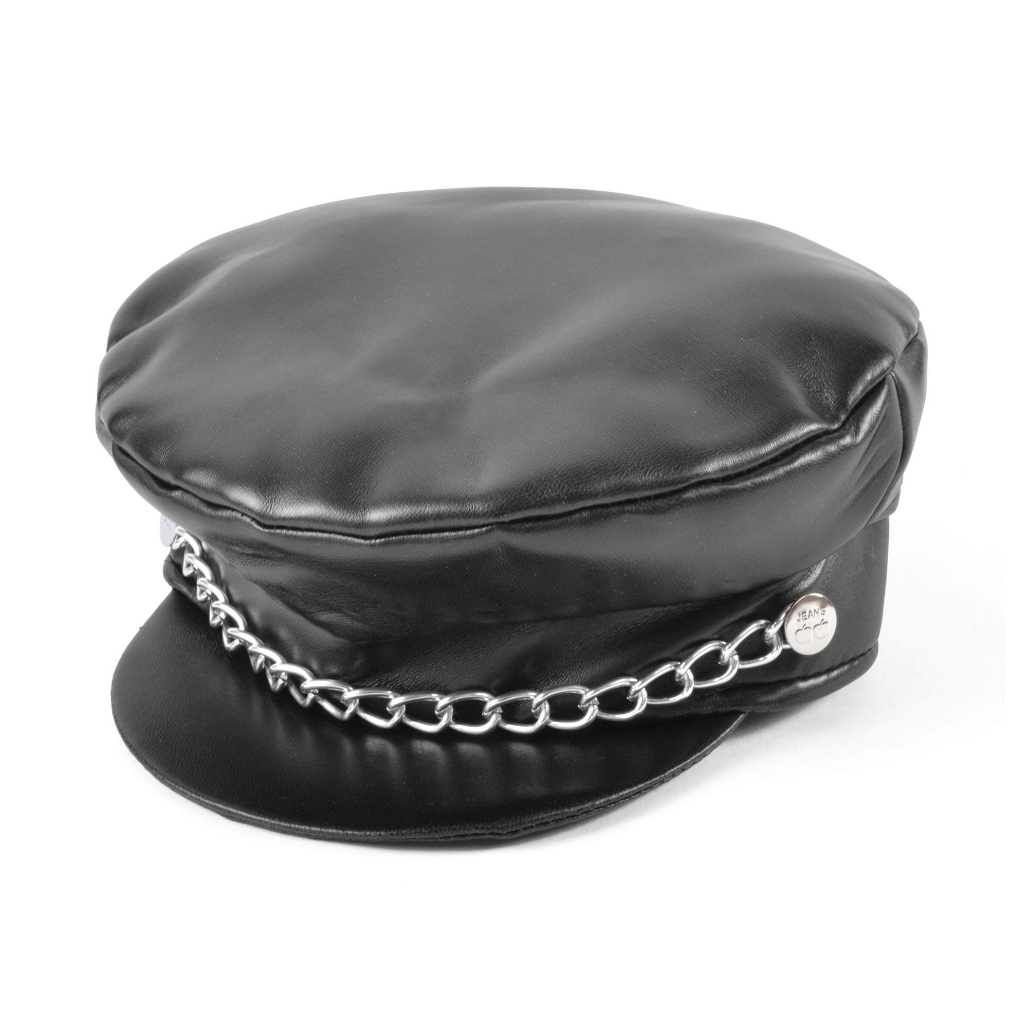 Bristol Novelty Unisex Black Adults Punk Leather Cap - One Size