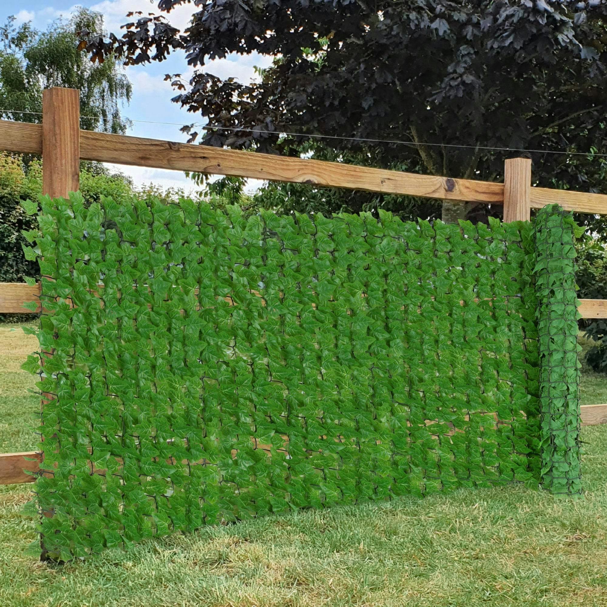 True Products Green Premium Artificial Ivy Hedge Garden Fence Privacy Screening - 1M