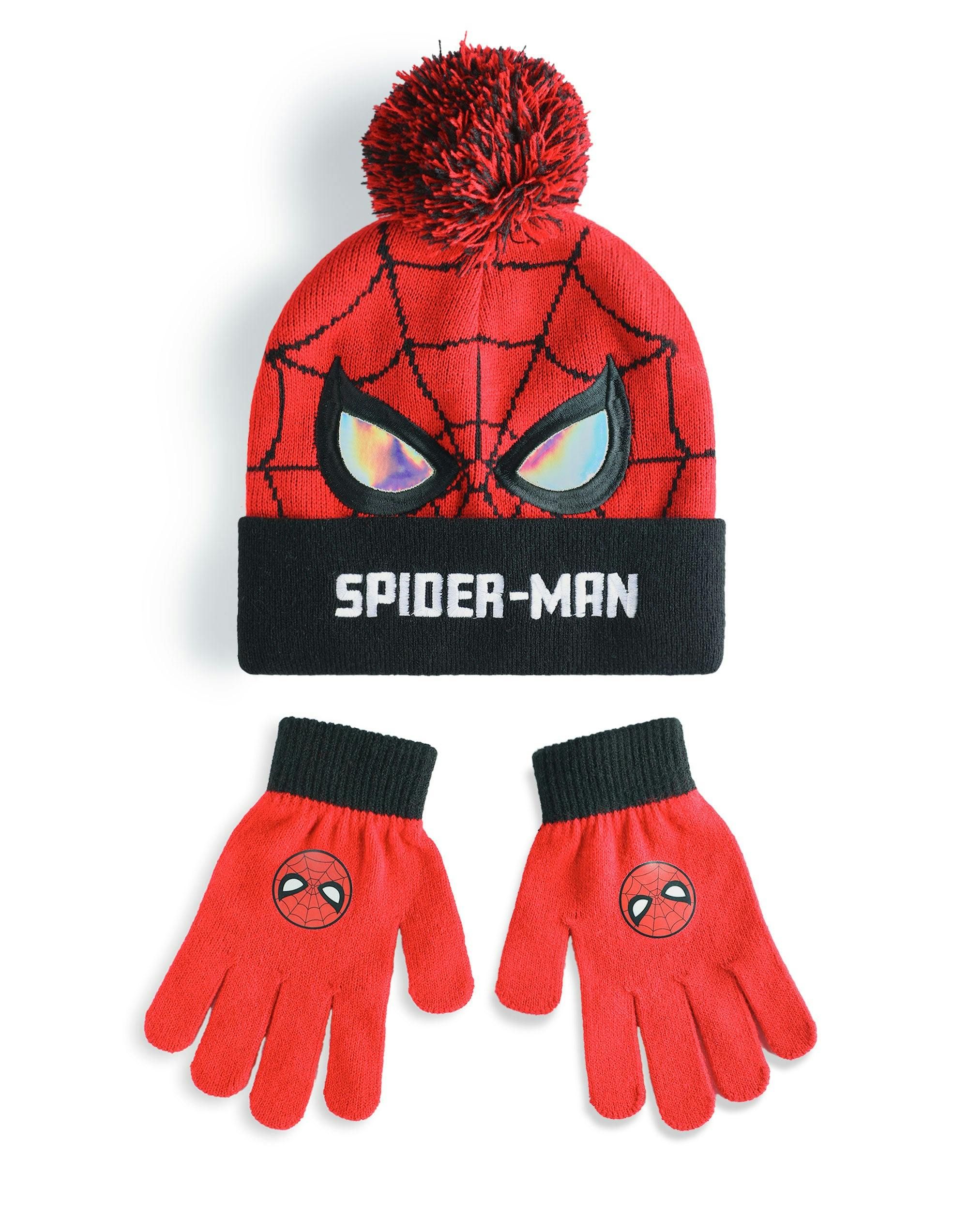 Vanilla Underground Boys Red/Black Marvel Multicolou Character Beanie And Gloves Set (One Size)