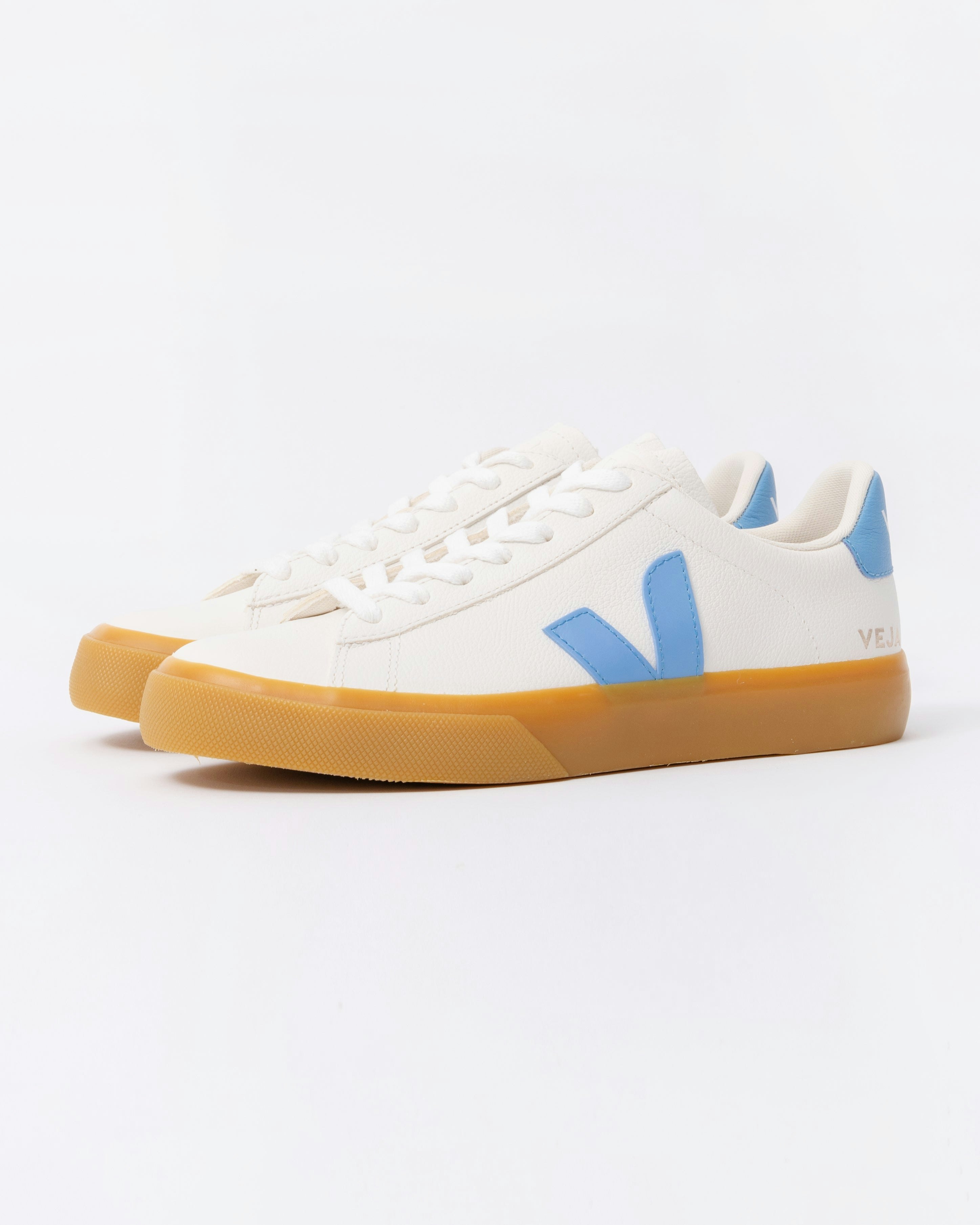 Veja Women's White Campo Leather Trainers - /Aqua - /Aqua - Uk5 Eu38 Us7