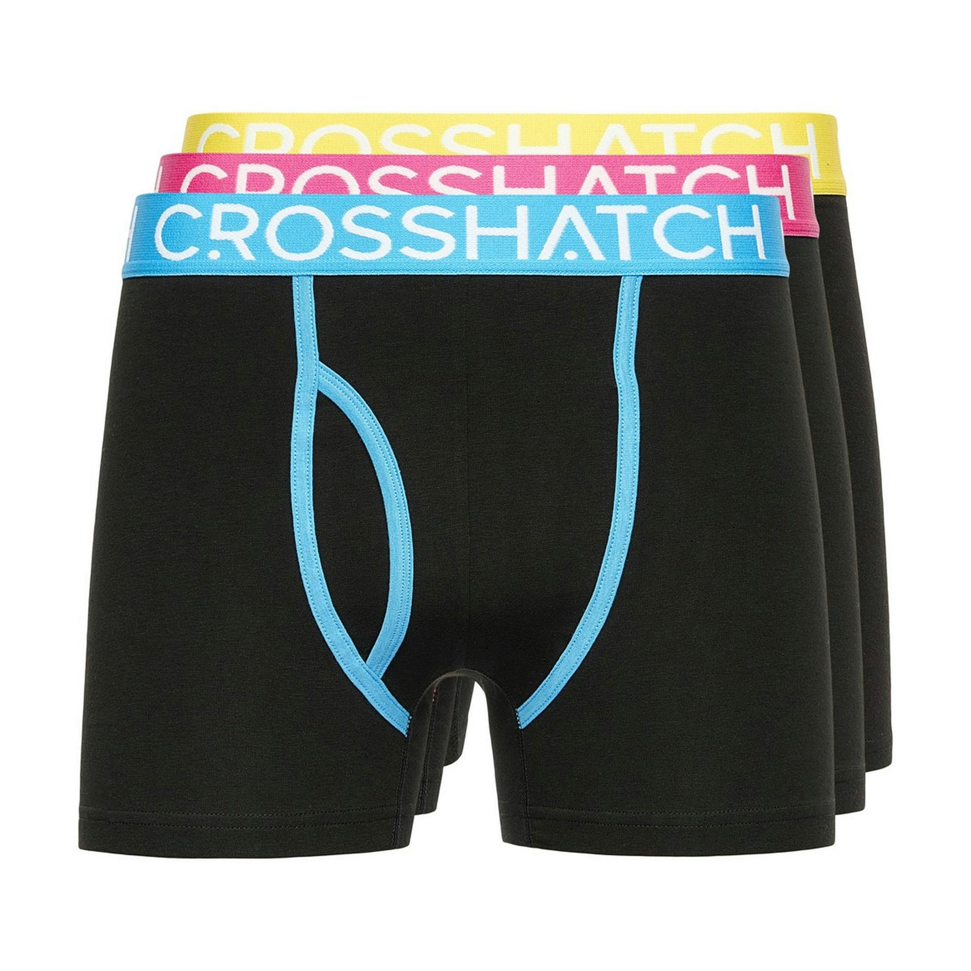 Crosshatch Men's Black Trioglow Boxer Shorts (Pack Of 3) - S - 95% Cotton/5% Elastane