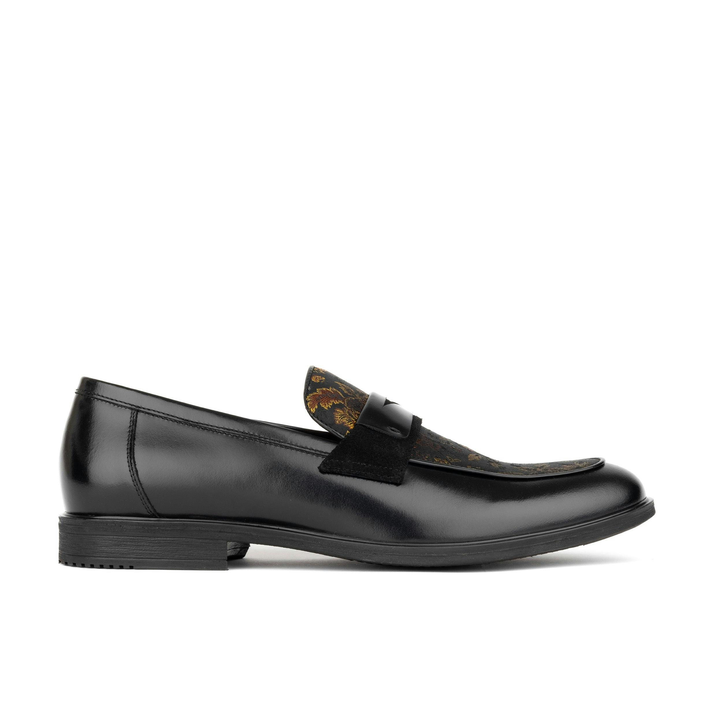 Embassy London Men's Black/Yellow Gosselin - & Flowers - Leather Loafer With Jaquard Details - Uk 9 / Eu 43 / Us 10