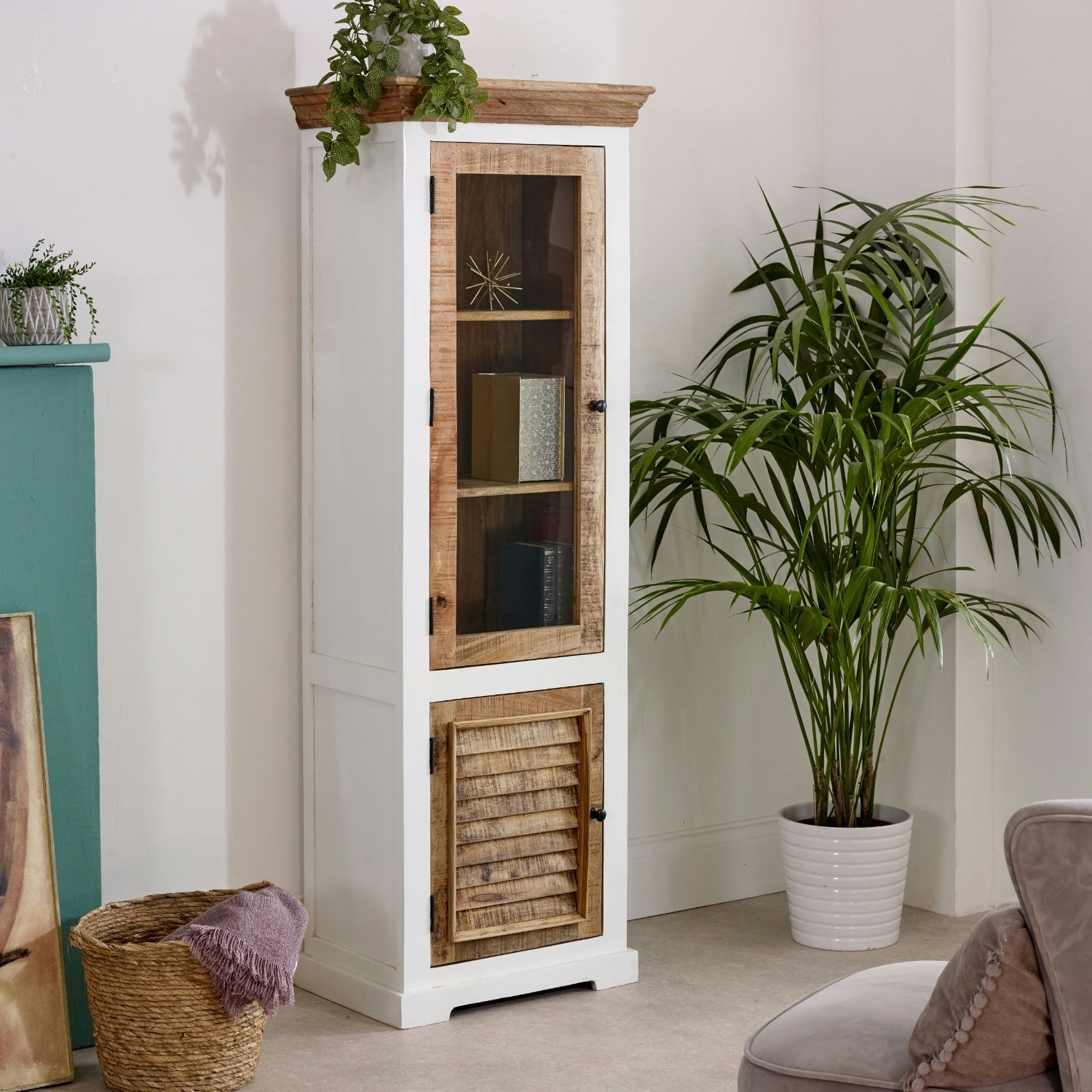 Rackhams White Milano Solid Mango Wood Bookcase - Wood - 1 - 60X40x175 Cm (Lxdxh)