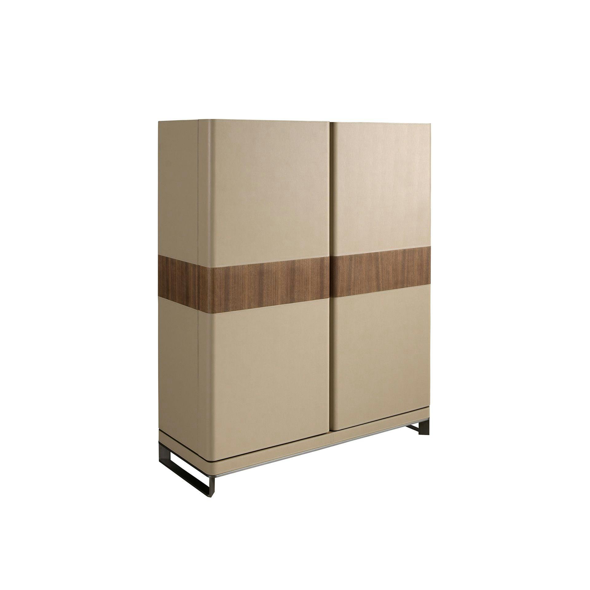 Angel Cerdá Tall Sideboard In Leatherette, Walnut And Polished Steel 3276