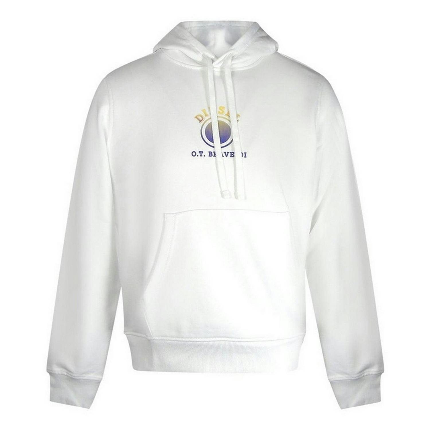 Diesel Men's White Faded Logo Hoodie - S - 100% Cotton