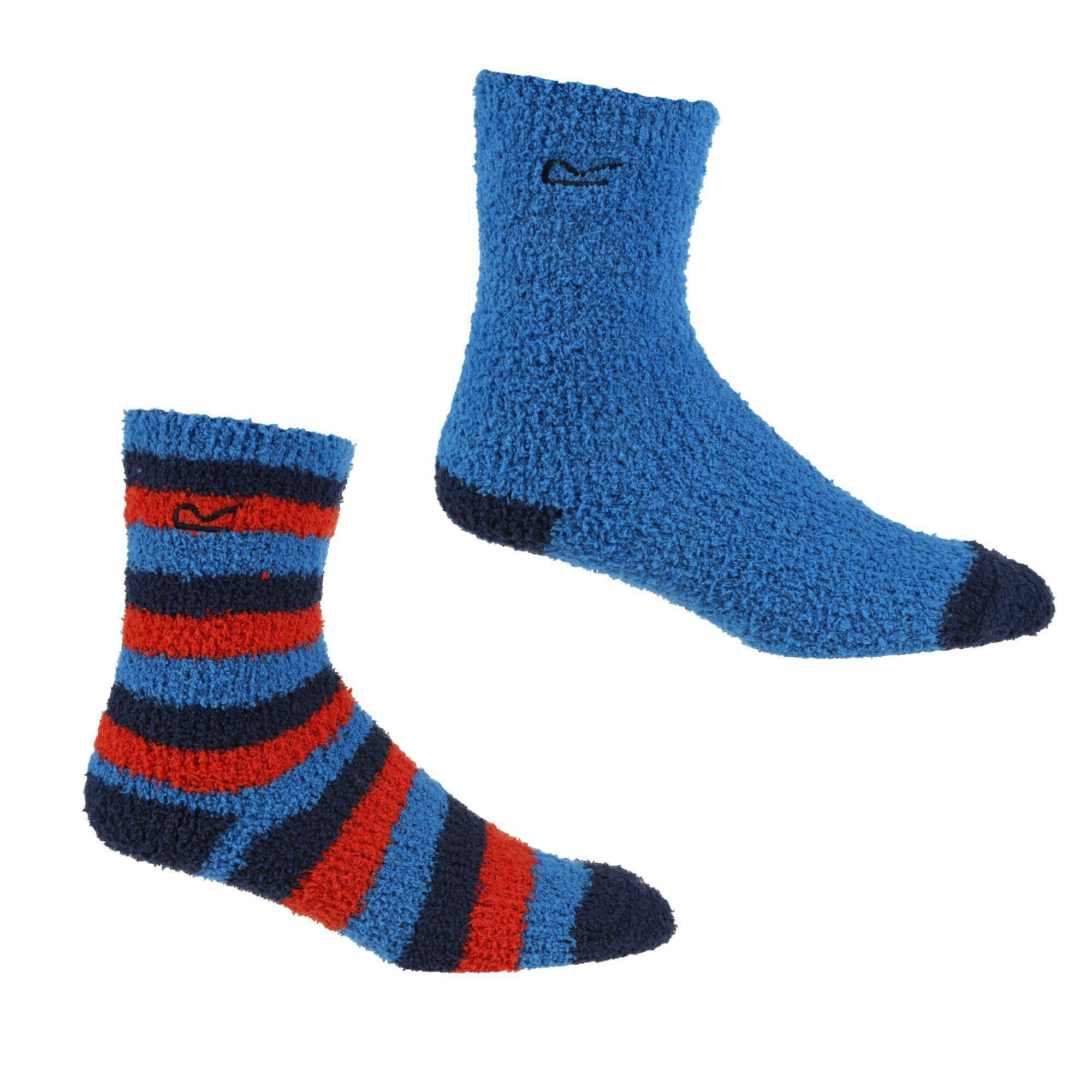 Regatta Blue/Red Kids Cosy Boot Socks Set (Pack Of 2) - /Navy/ - 13 Uk Child-2 Uk - /Navy/ - 99% Polyester/1% Elastane