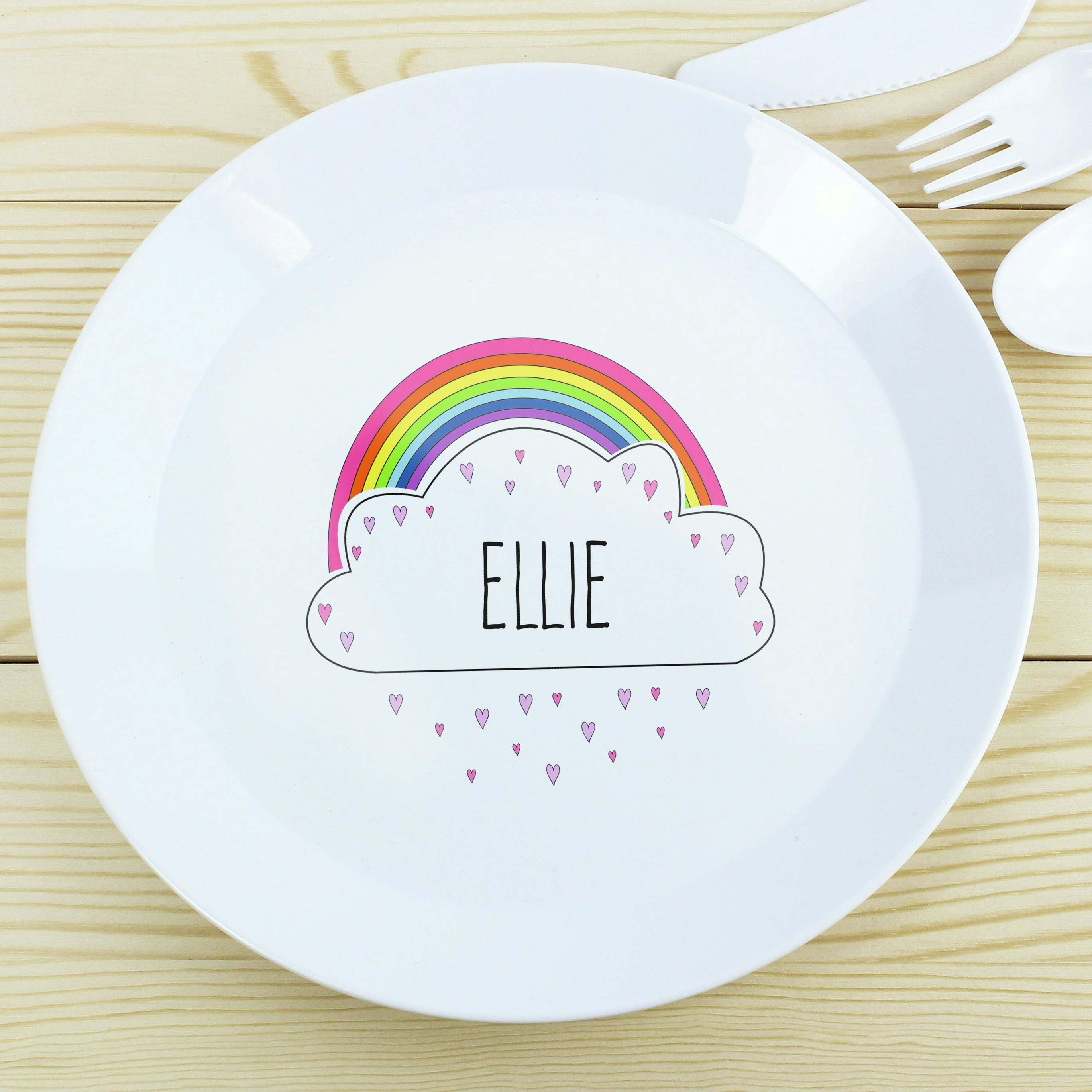 Rackhams Personalised Rainbow Plastic Plate
