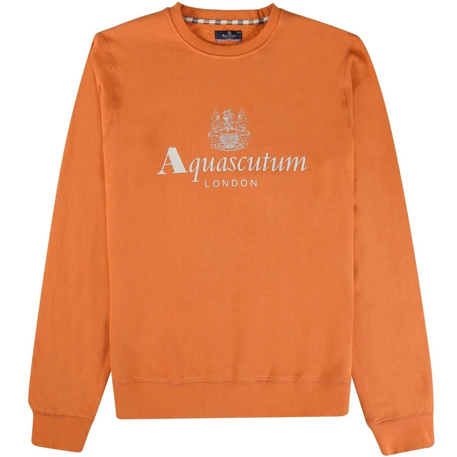 Aquascutum Men's Orange Big Logo Active Sweatshirt - Xxl - 100% Cotton