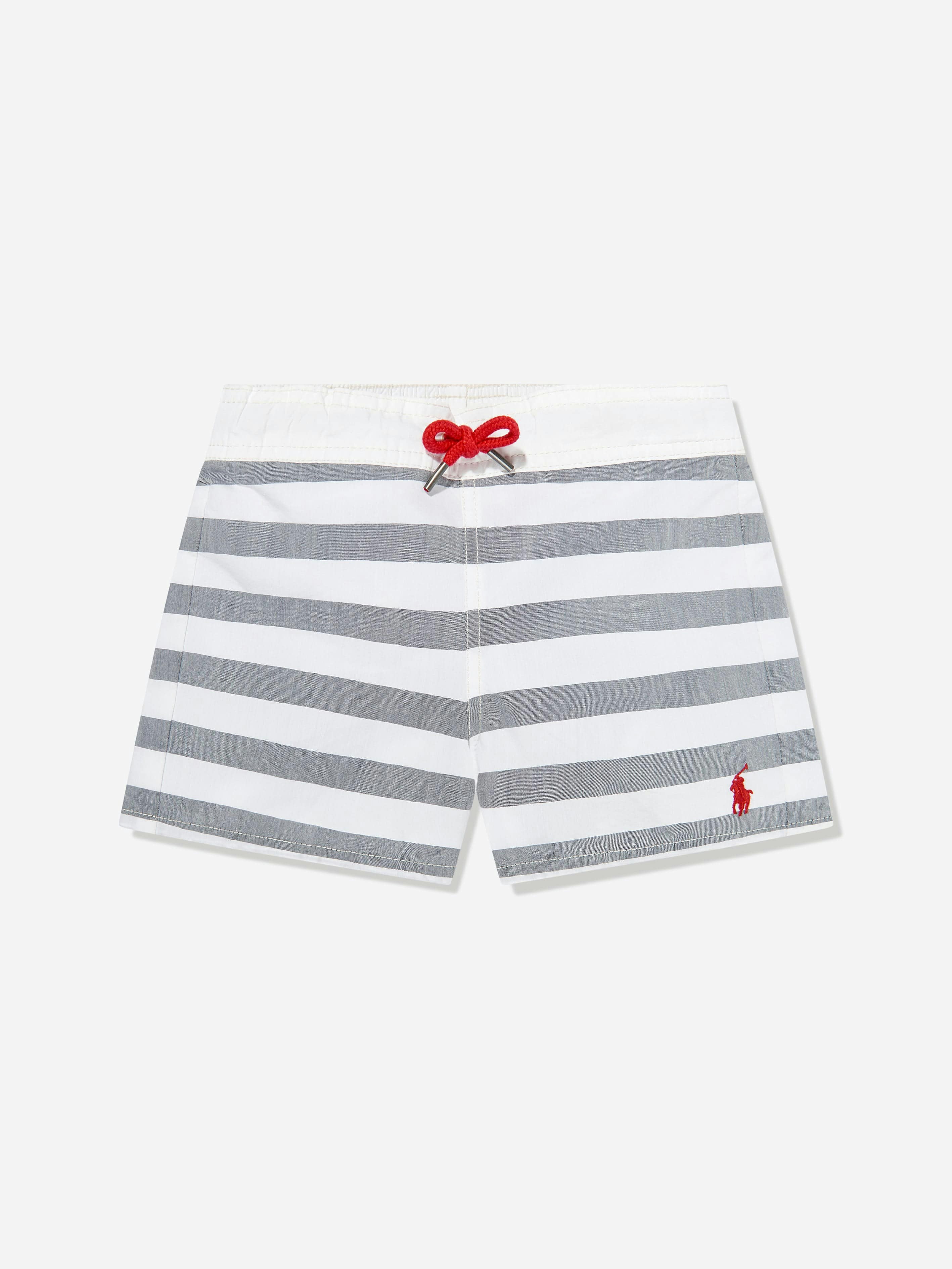 Ralph Lauren Kids Boys Red Ralph Lauren Striped Swim Shorts In Multicolour - Multicolou - 18-20 Yrs (Xl)