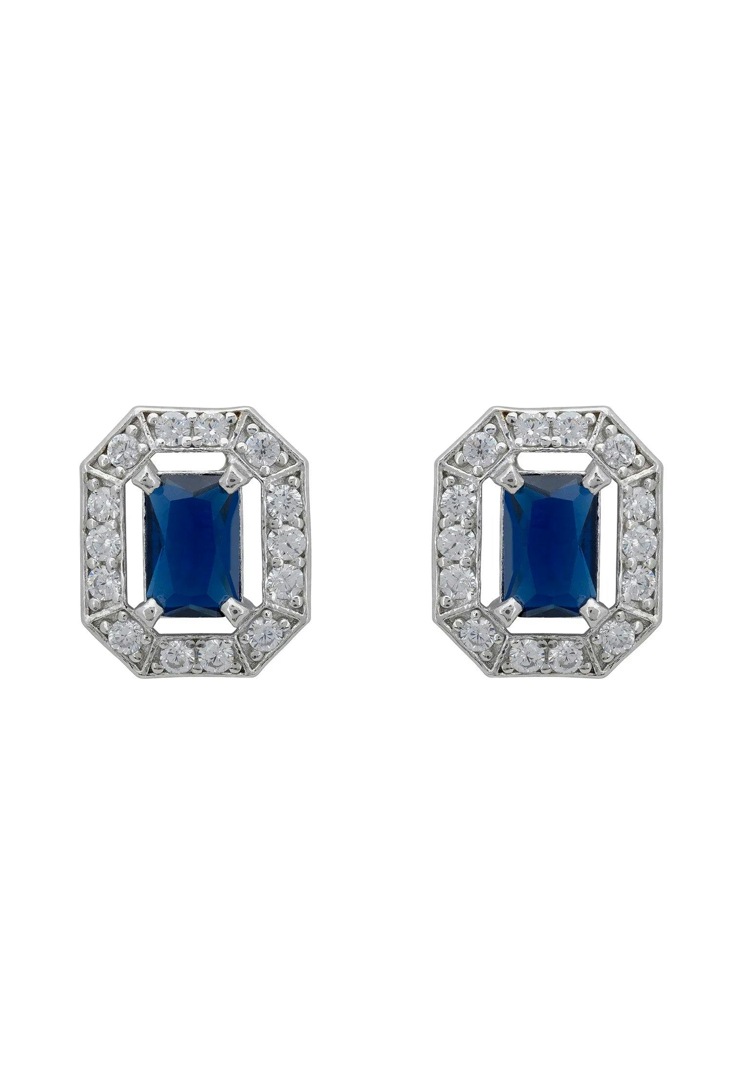 Latelita Silver Whistledown Gemstone Stud Earrings Sapphire