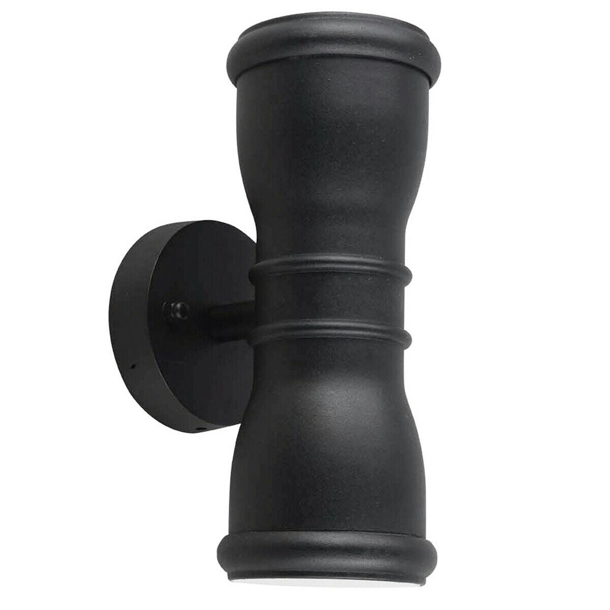 Rackhams Light/Black Outdoor Ip44 Twin Wall Sconce Led Gu10 7W Bulb External D01128
