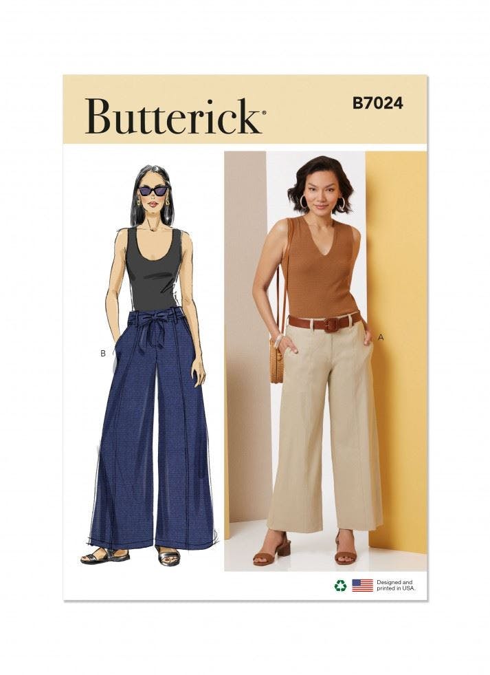 Butterick Women's Sewing Pattern 7024, Trousers For K5 (8-10-12-14-16) - Intermediate - Y5 (18-20-22-24-26)