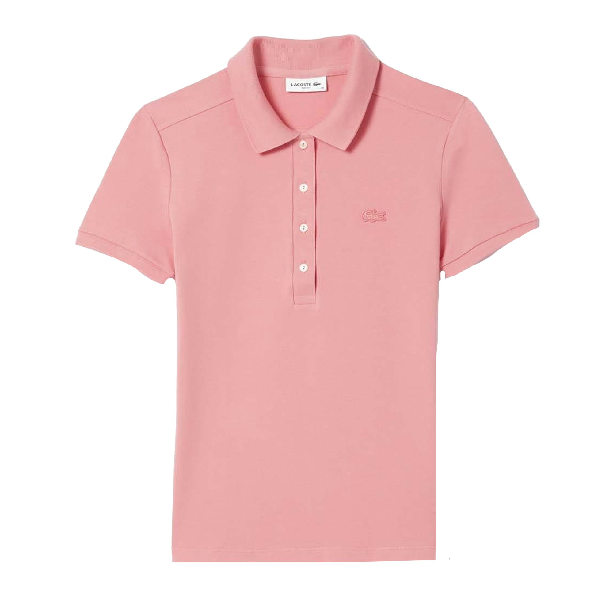 Lacoste Women's Pink / Mini Pique Stretch Slim Polo Shirt - Size 8 Uk