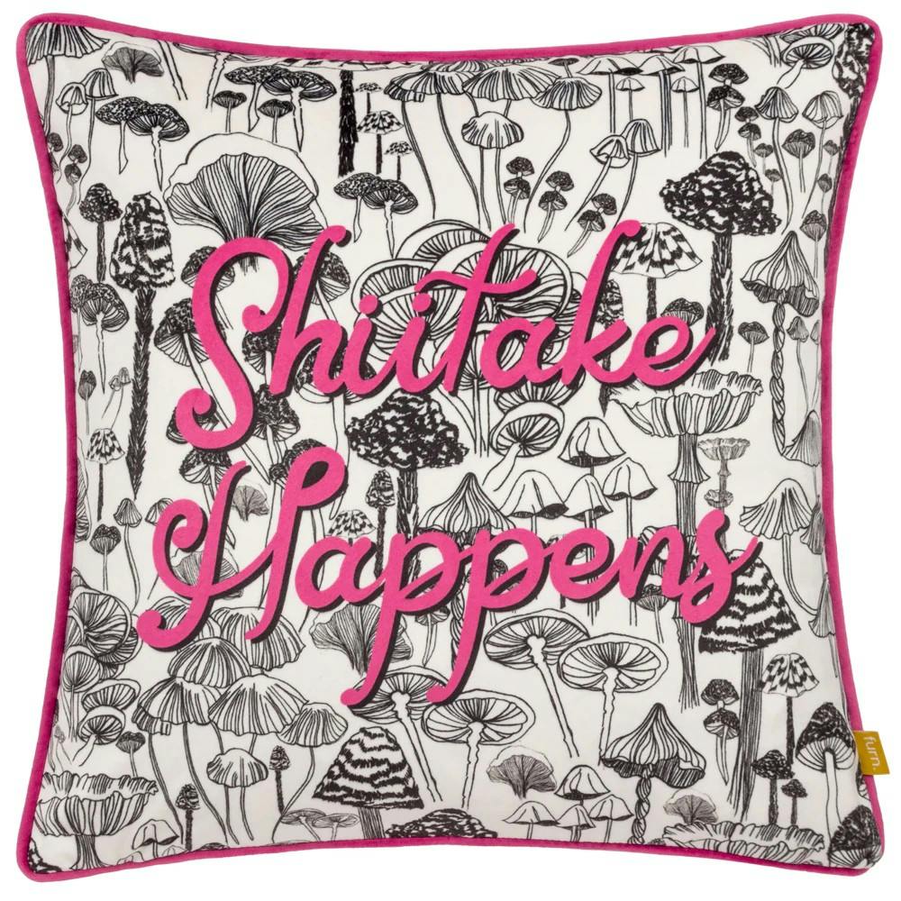 Rackhams Fuchsia Shiitake Happens Velvet Piped Cushion Cover - 43Cm X 43Cm - 100% Polyester