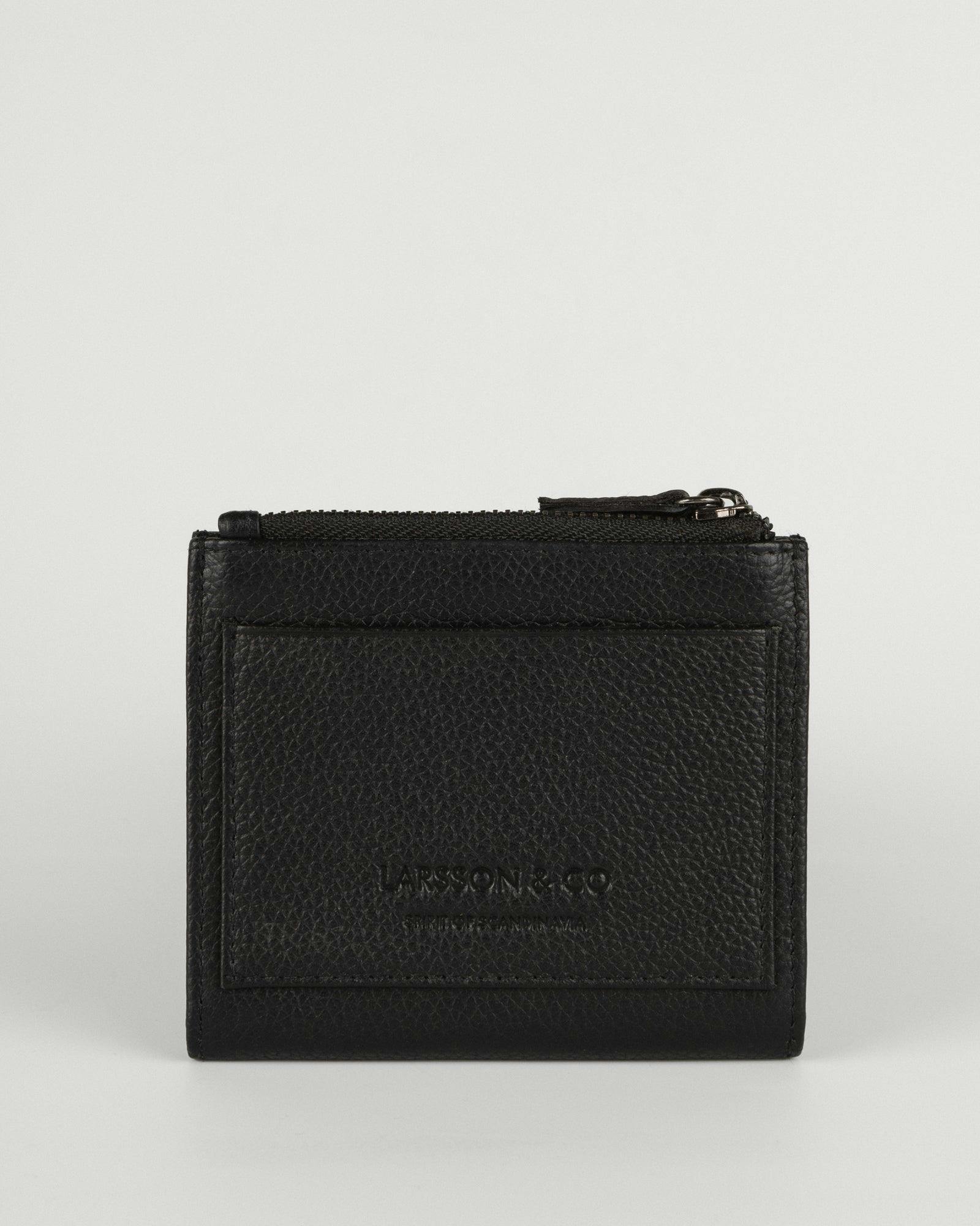 Larsson & Co Black Embossed Bi-Fold Leather Wallet With Zip Pocket - One Size