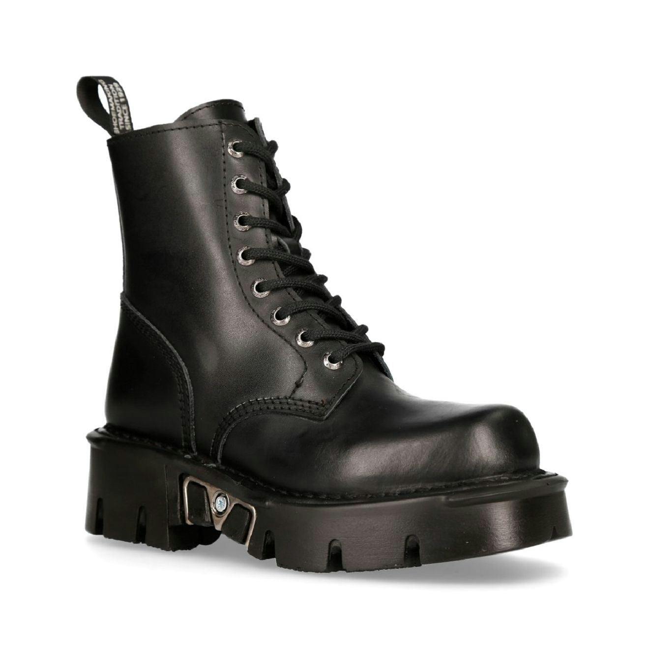 New Rock Unisex Black Gothic Military Biker Boots- Mili084n-S3 - Uk 6 | Eu 39 | Us 8.5