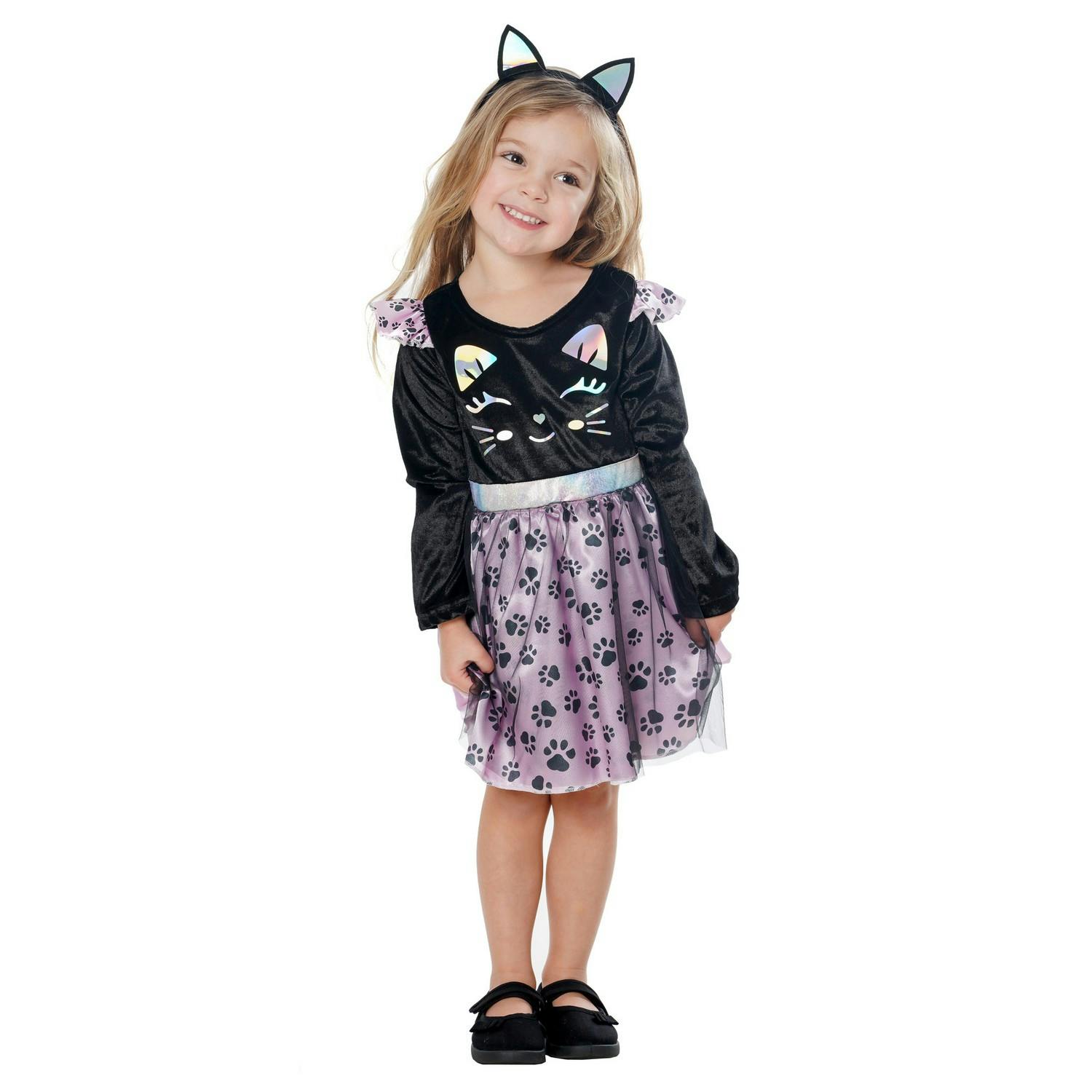 Bristol Novelty Black/Purple Toddler Cat Costume Set - 3 Years
