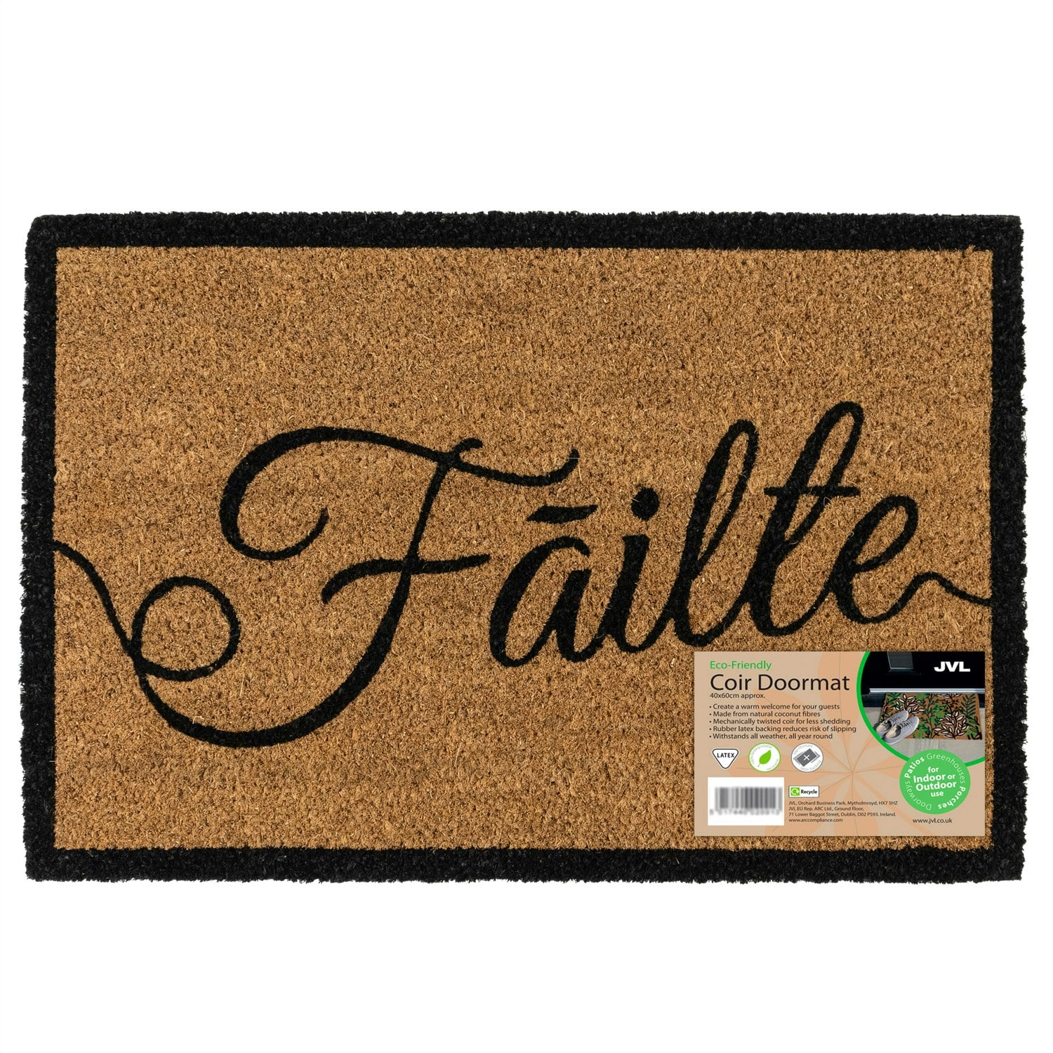 B&Q - Failte Irish Welcome Coir Doormat Latex Backed Natural Mat 60Cm X 40Cm - Image 3