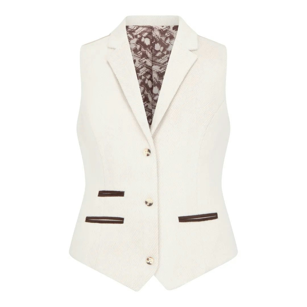 Truclothing Women's Cream Wsn15 - Wool Blend Tweed Blazer Waistcoat - Uk 18 - Waistcoat