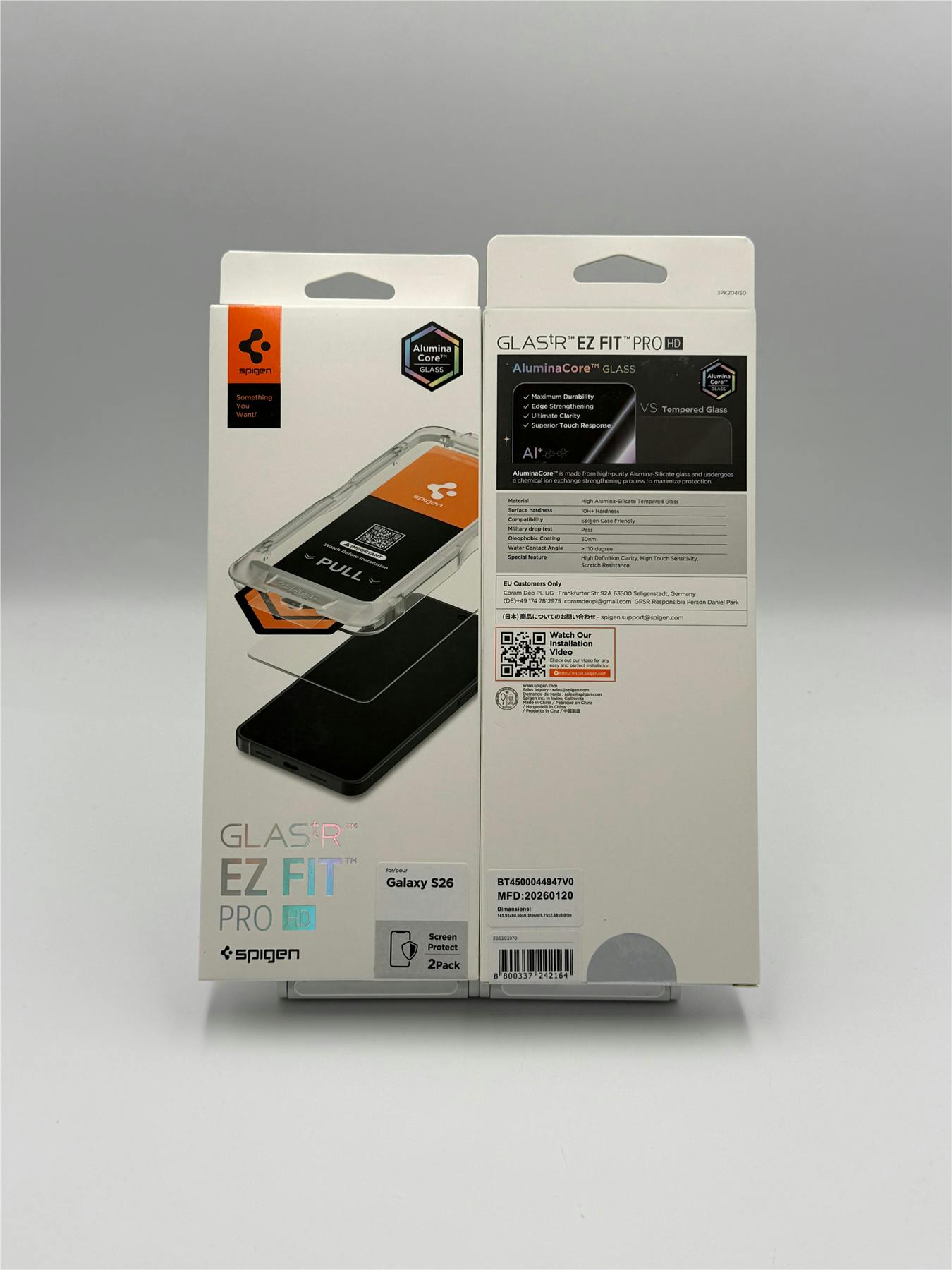 Spigen Glastr Ez Fit Hd Screen Protector 2 Pack For Samsung Galaxy S26 6.3"- Agl11095