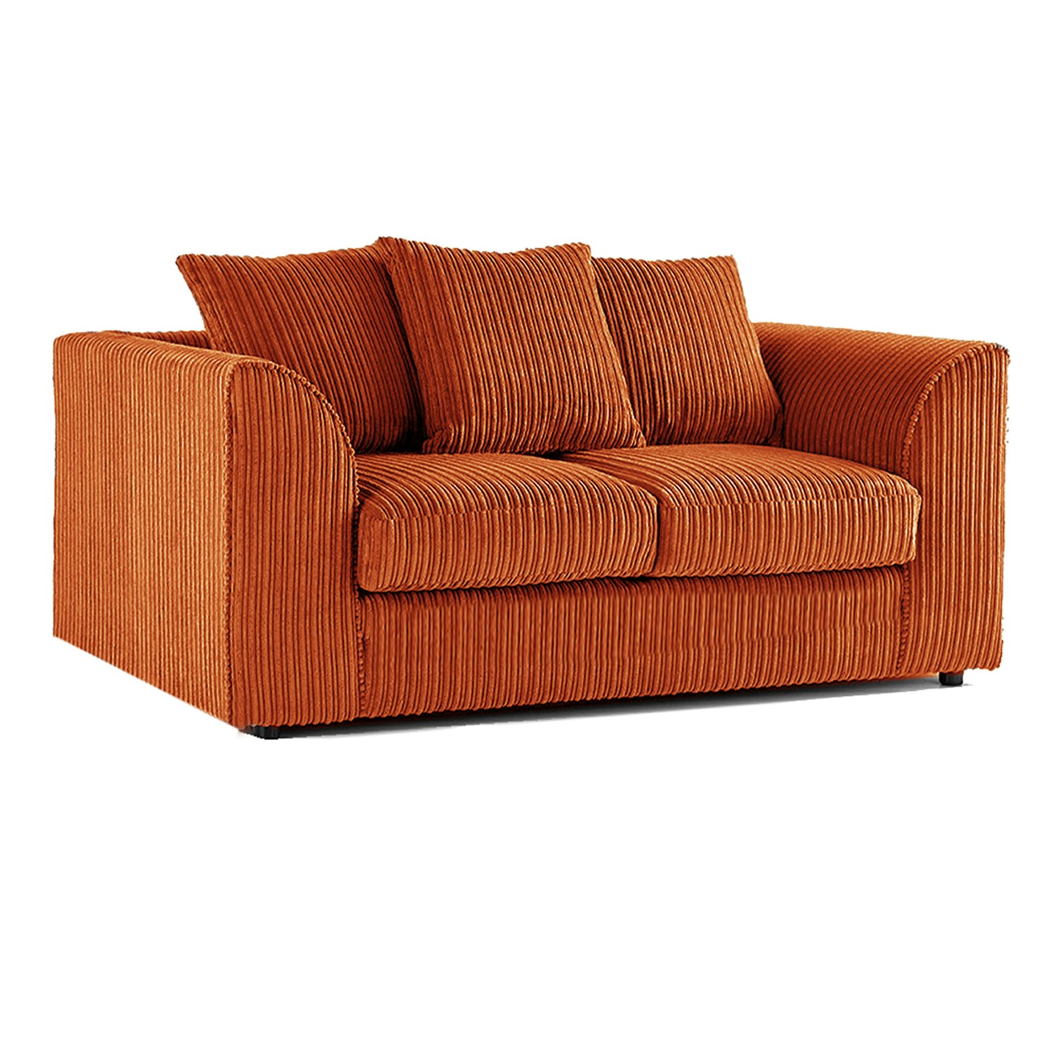 Rackhams Orange Luxor Full Jumbo Cord 2 Seater - Scatter Back