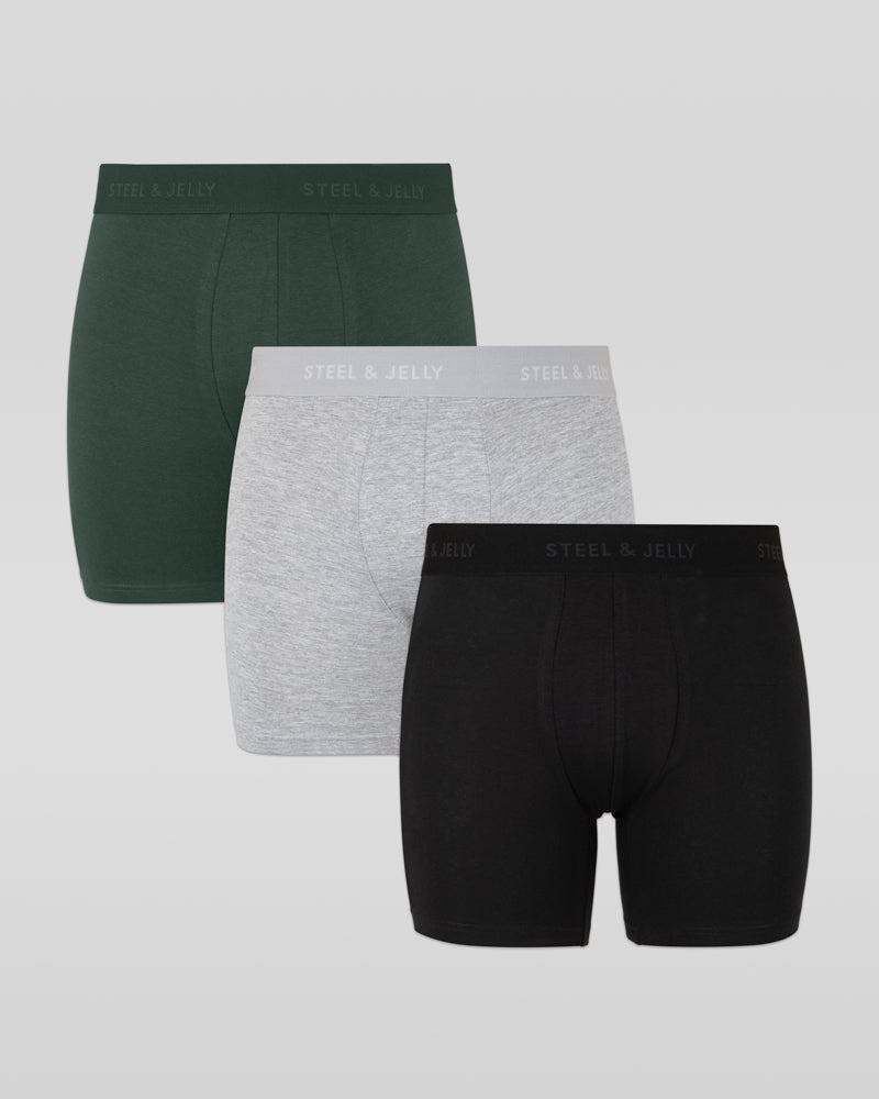Steel & Jelly Grey/Black Khaki, & 3 Pack Boxers - Khaki/ Mel/ - L