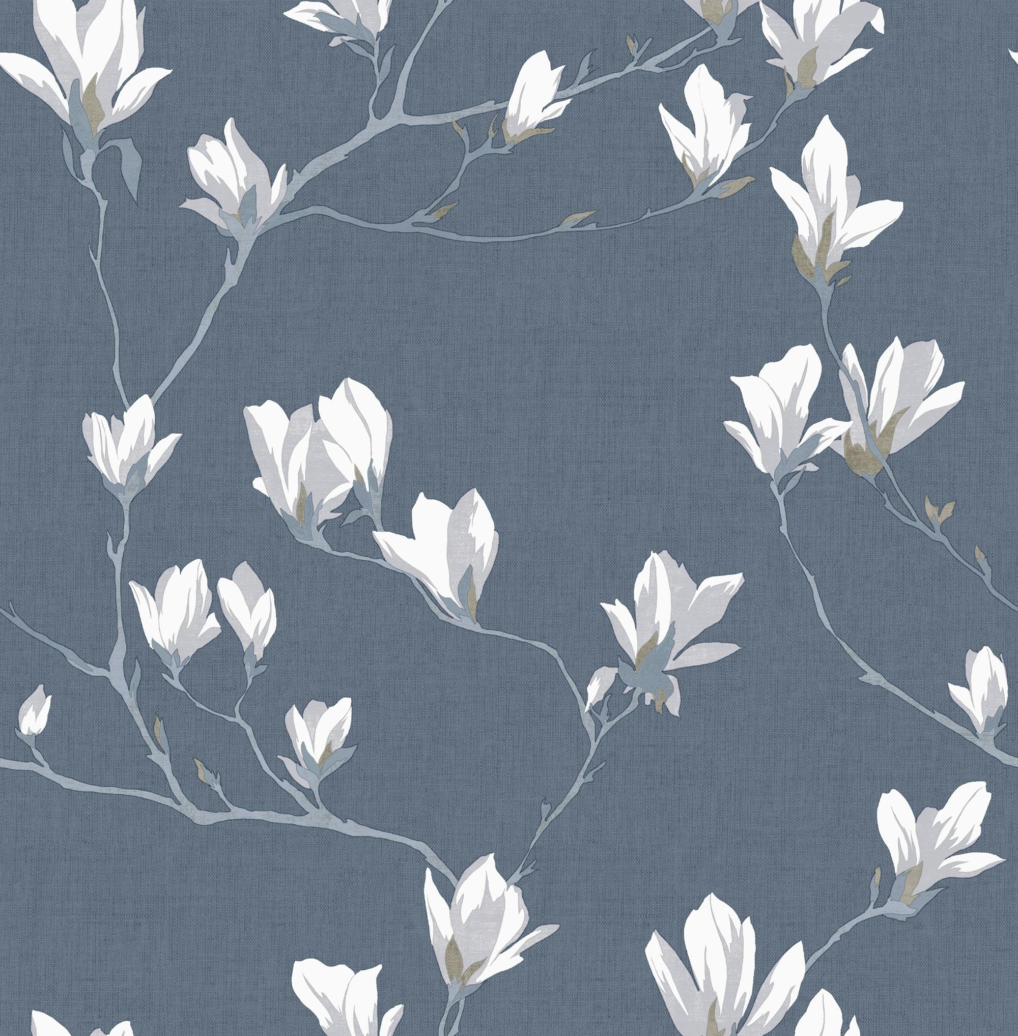 Laura Ashley Magnolia Grove Wallpaper - Dusky Seaspray - 10M