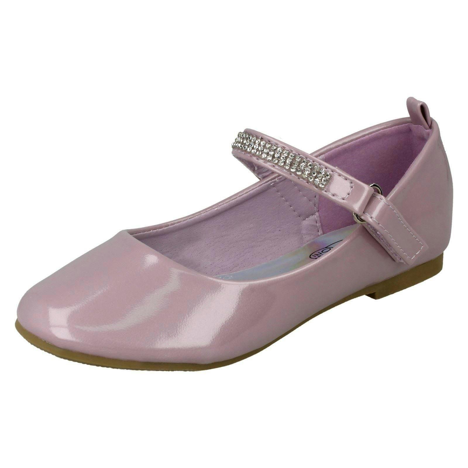 Spot On Girls Lilac Diamante Bar Strap Ballerinas H2485 - Uk 13 Child