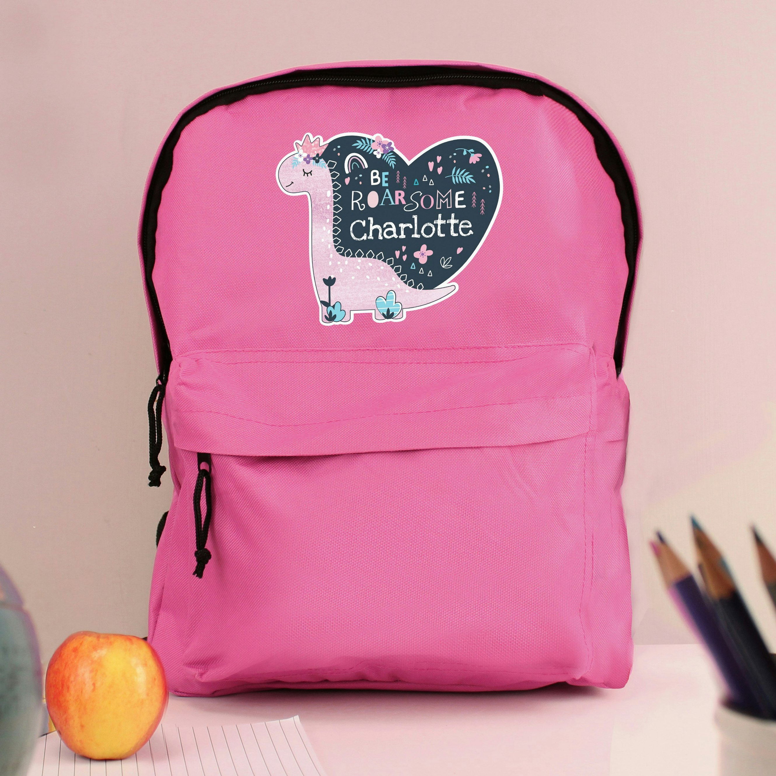 Personalised Memento Company Pink Personalised Dinosaur Backpack