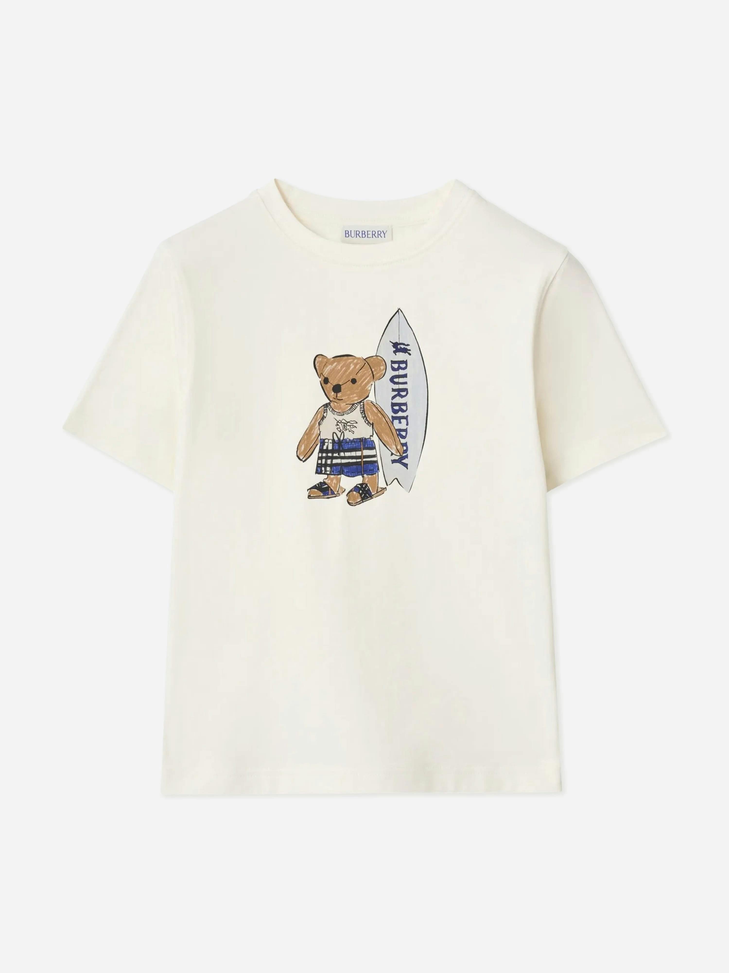 Burberry Kids Boys Ivory Burberry Cedar Teddy Surf T-Shirt In - 12 Yrs