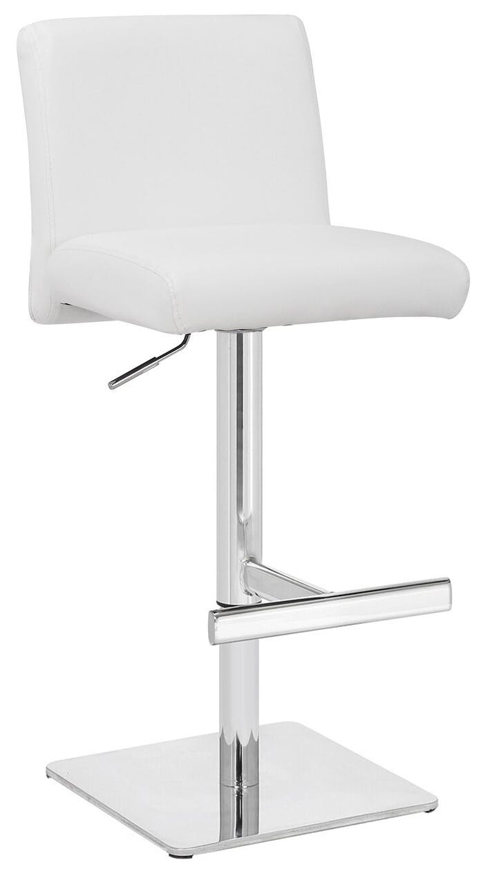Lamboro White Snella Deluxe Breakfast Bar Stool, Chrome Footrest, Height Adjustable Swivel Gas Lift, Home Bar & Kitchen Barstool,