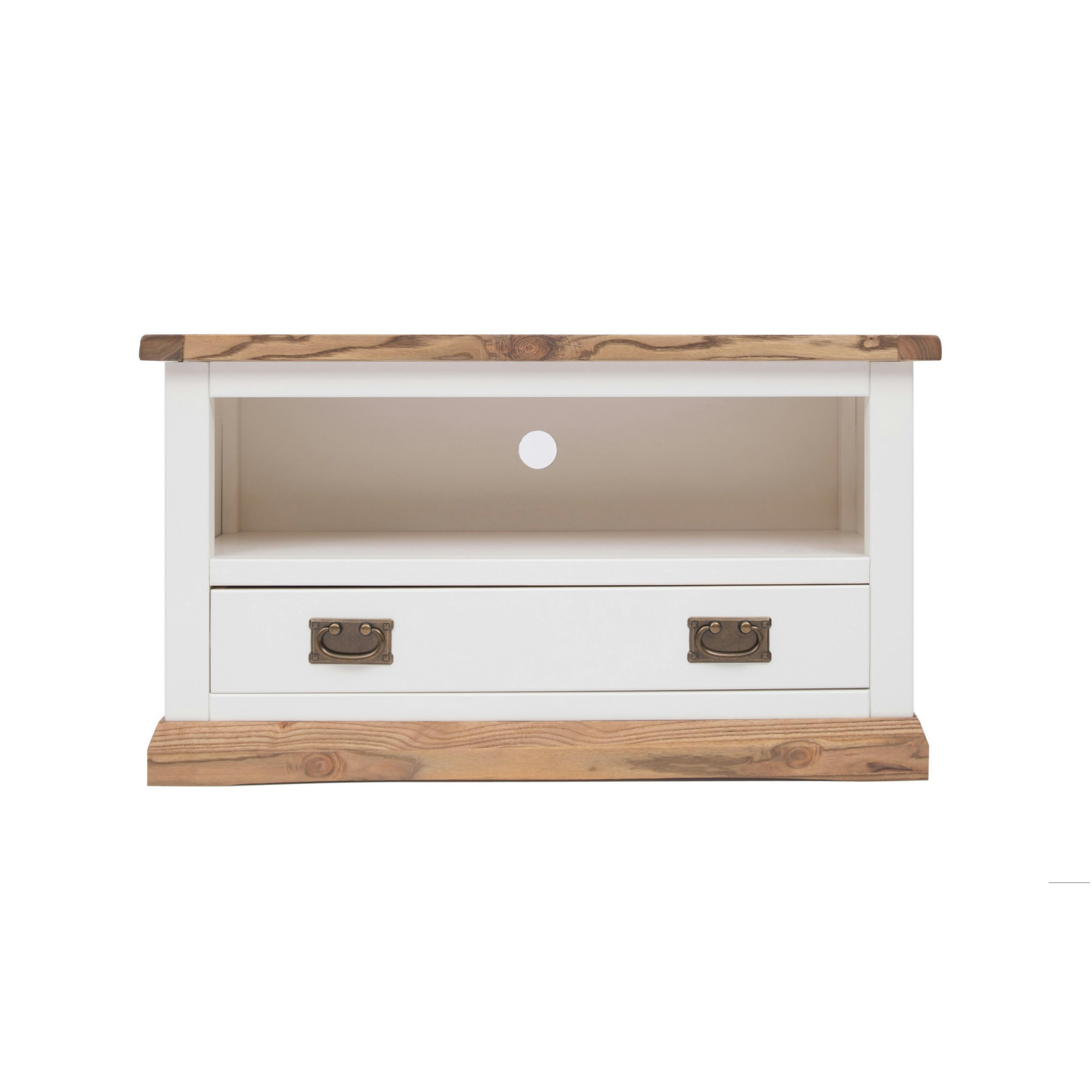 Rackhams White Tropea Off 1 Drawer Tv Cabinet Brass Drop Handle - Off