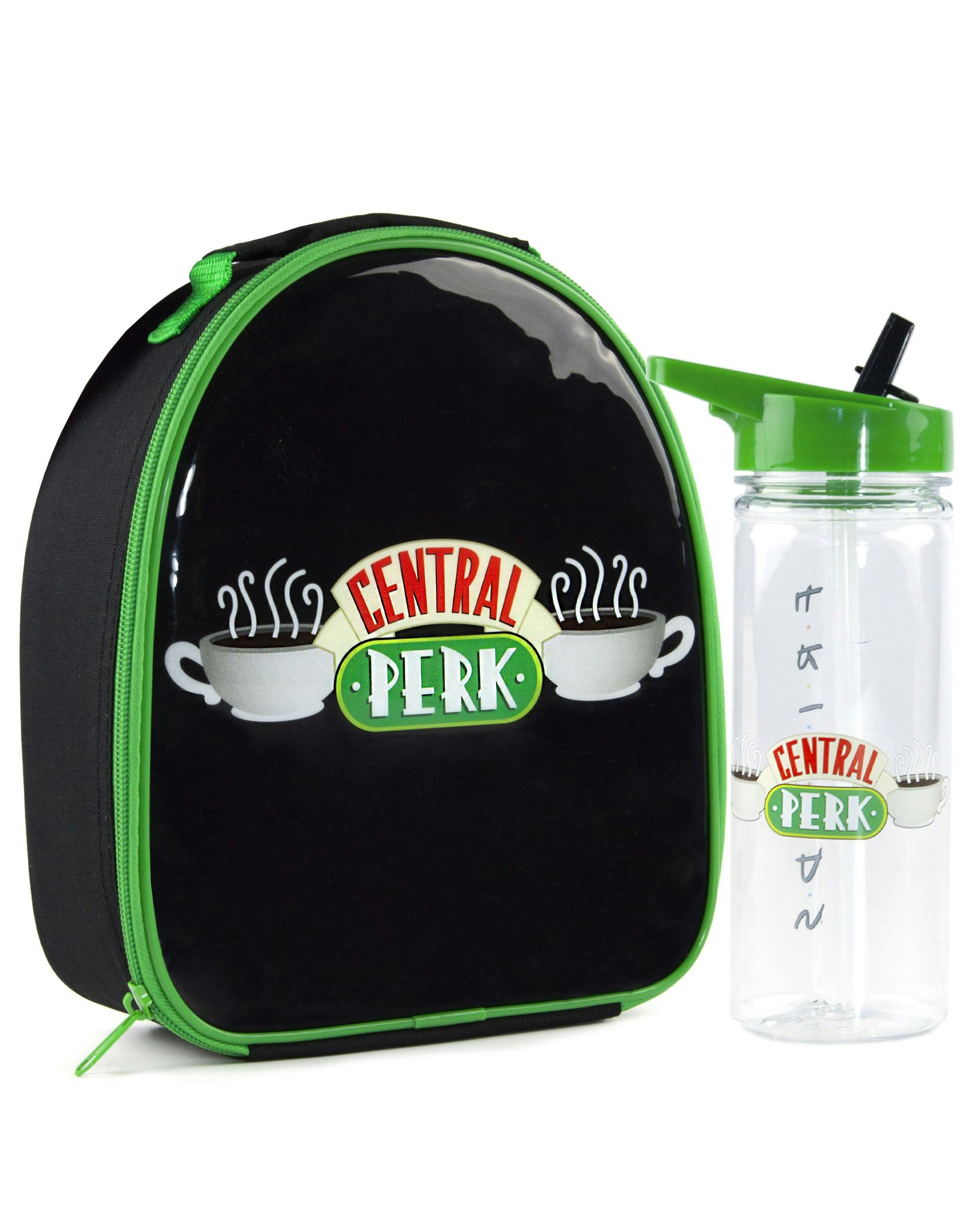 Rackhams Unisex Black Friends Kids Central Perk Logo Lunch Bag And Bottle Set (One Size)