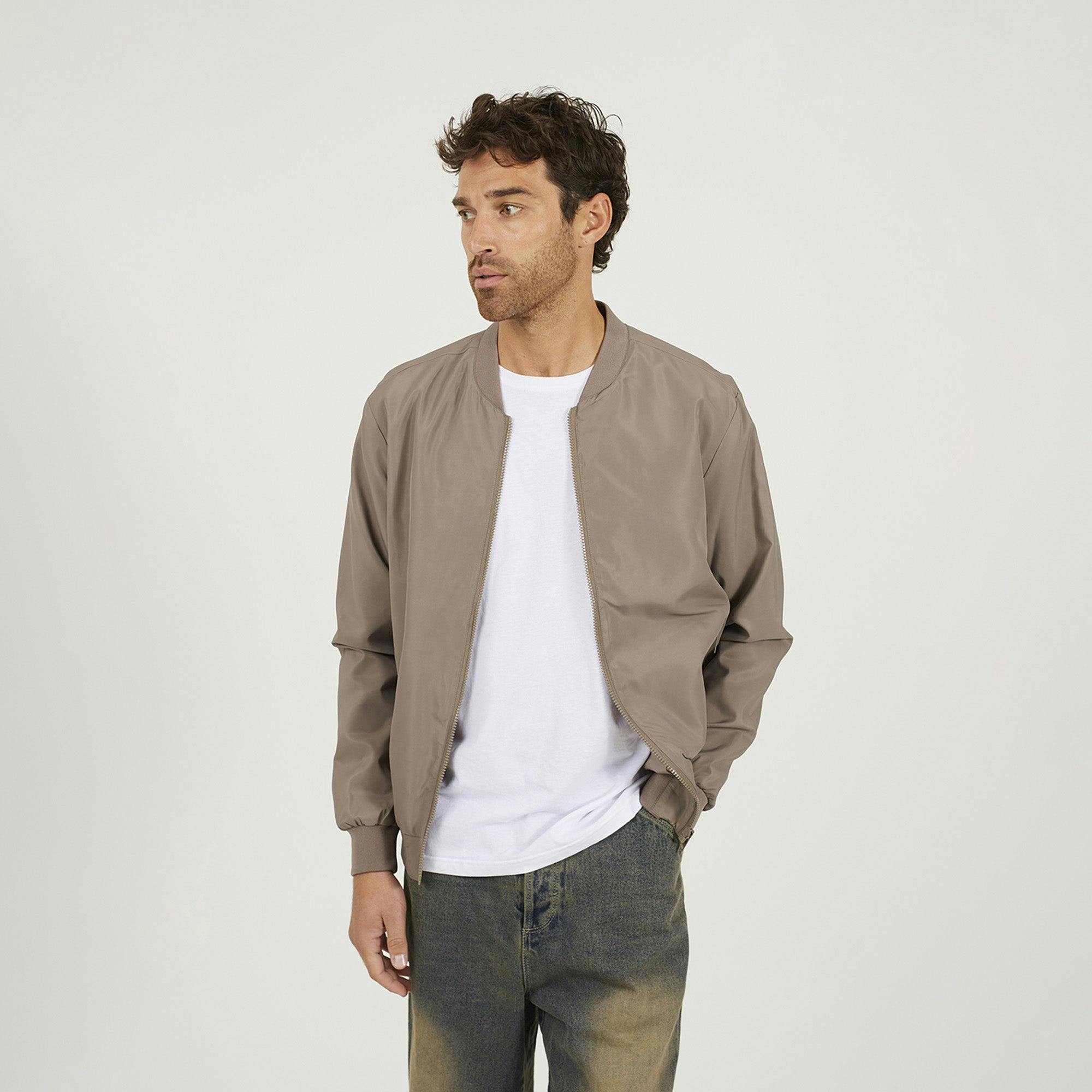Brave Soul Bomber Jacket - Taupe - Taupe - Xl