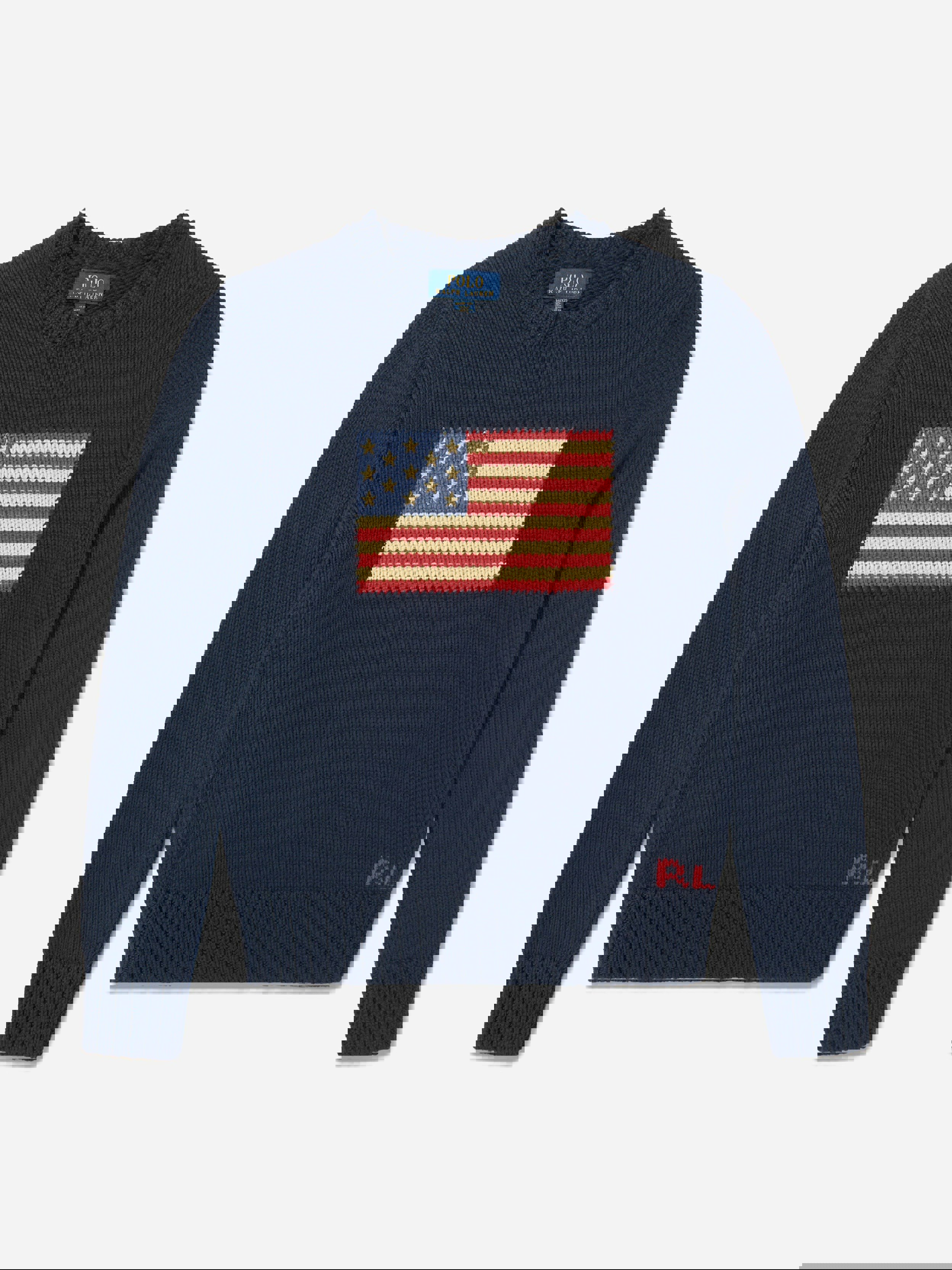 Ralph Lauren Kids Boys Blue Ralph Lauren Cotton Flag Jumper In Navy - 4 Yrs