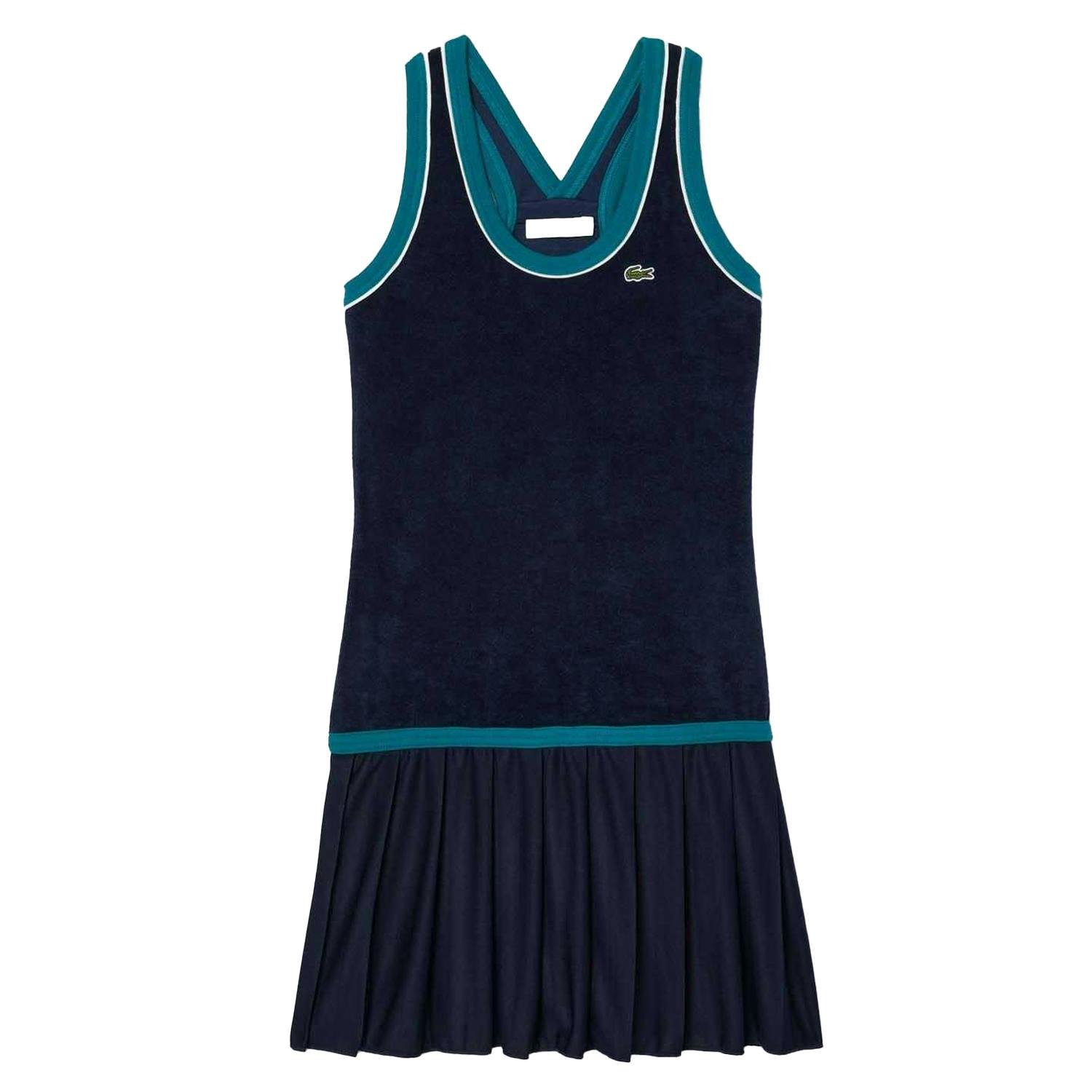 Lacoste Women's Blue / French Terry Cross Back Slim Dress - 12 Uk - 100% Mixed
