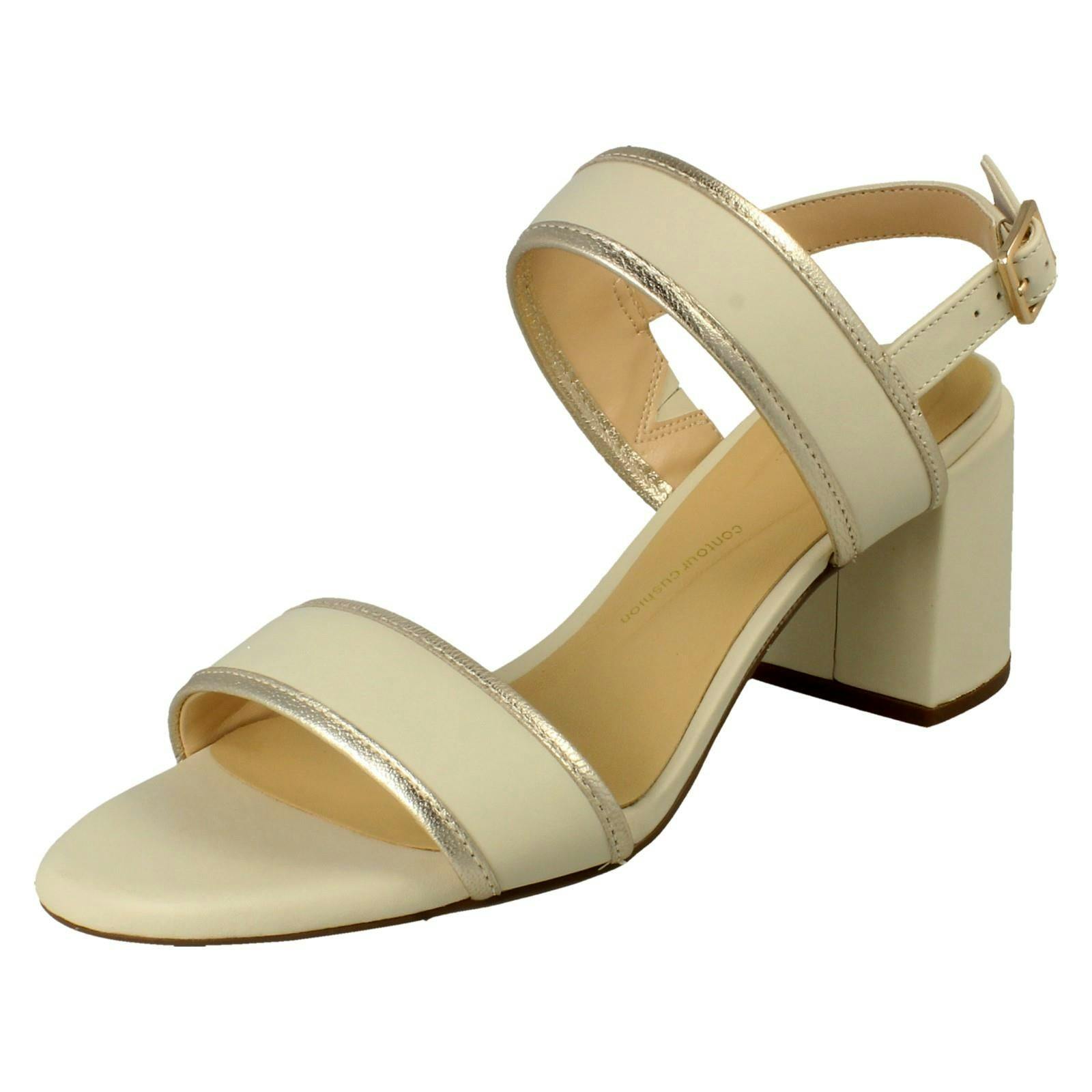 Clarks Women's Cream Heeled Sandals Ezoria Sling - Uk 6.5
