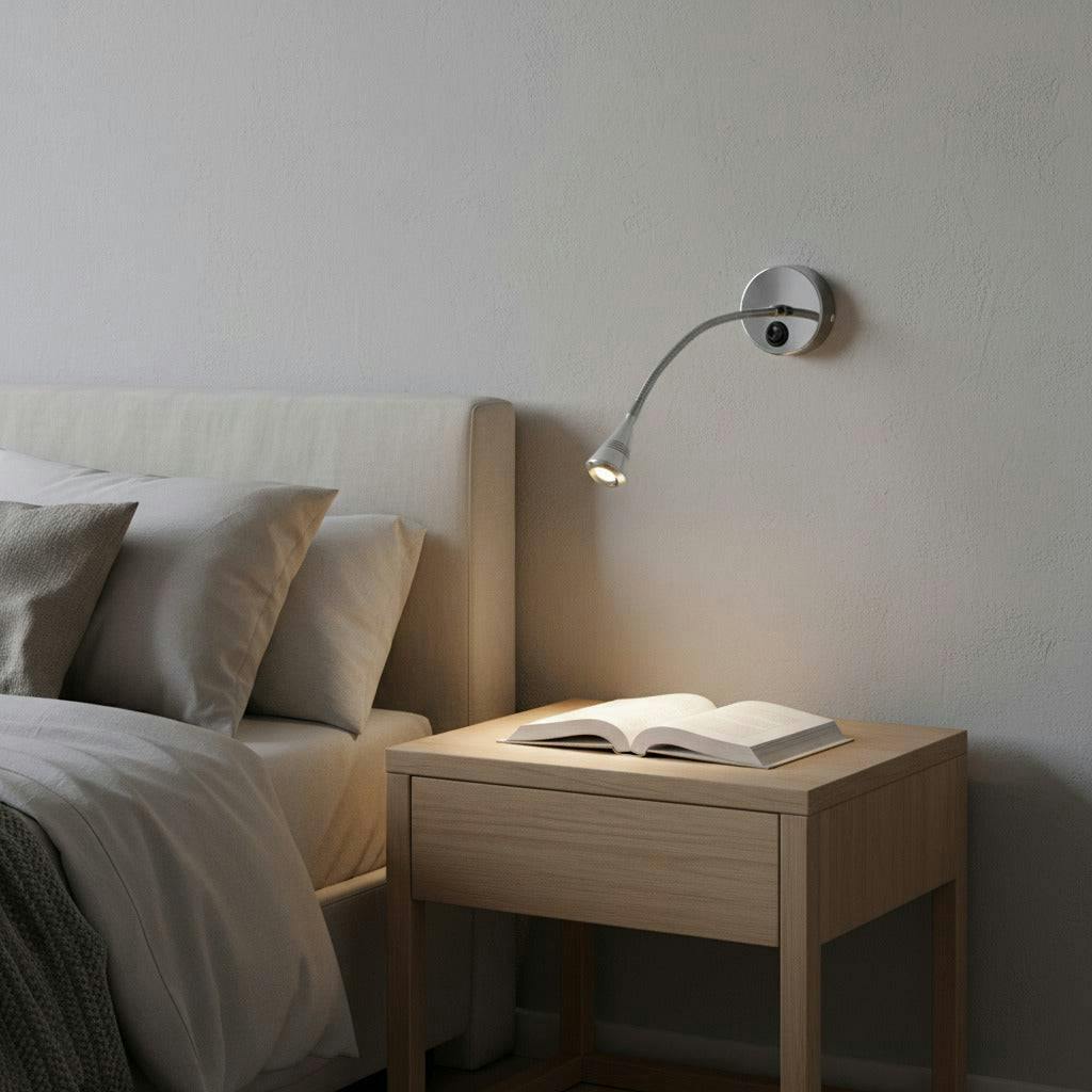 Rackhams Light/White Baresi 3 Watt Led Polished Chrome Flexible Reading Lamp