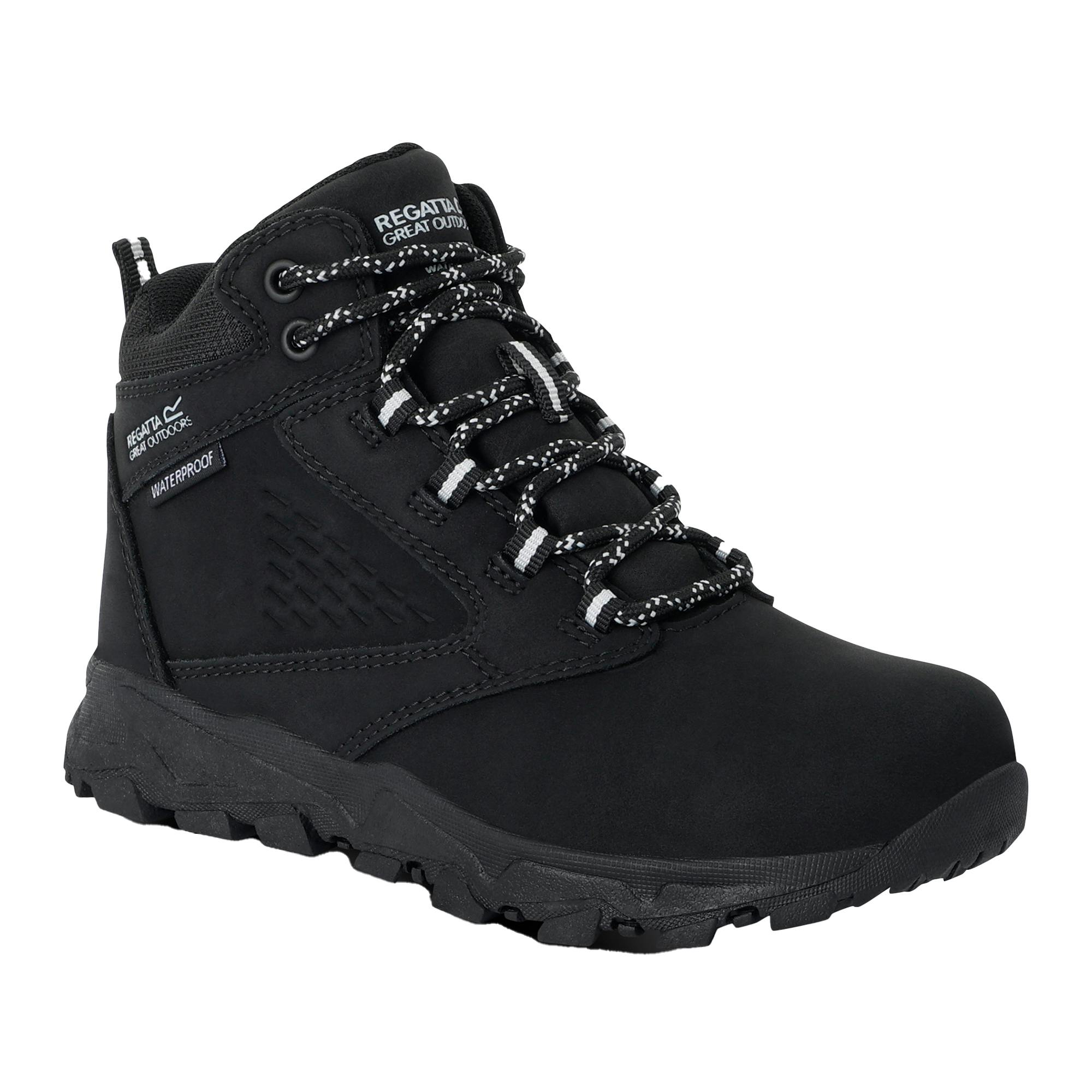 Regatta Black Kids Amble Walking Boots - 1 Uk - 100% Synthetic Leather