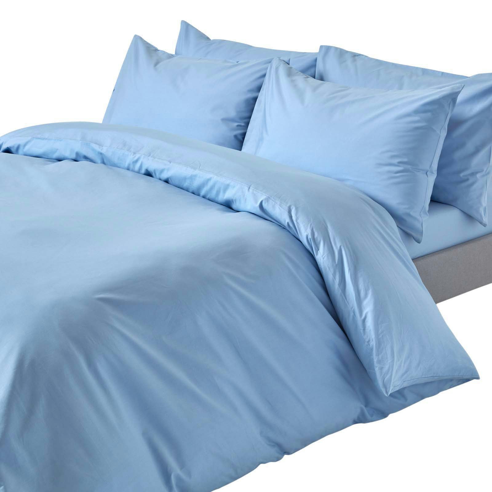 Homescapes Blue Crisp & Cool 200 Tc Egyptian Cotton Percale Duvet Cover Set - King